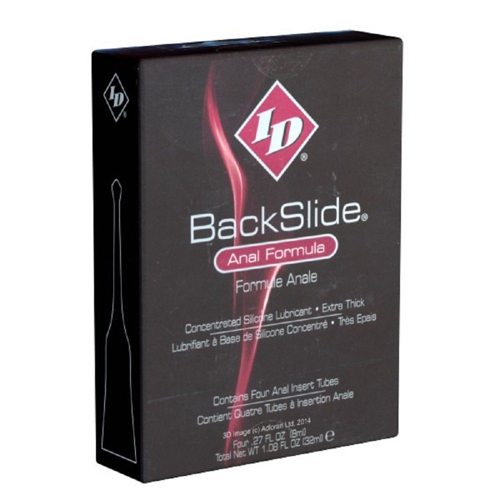 ID Lube Analgleitgel BackSlide - Anal Formula, 4 Applikatoren mit je 8ml (insgesamt 32ml), wasserfestes Gleitgel in Applikator-Tuben