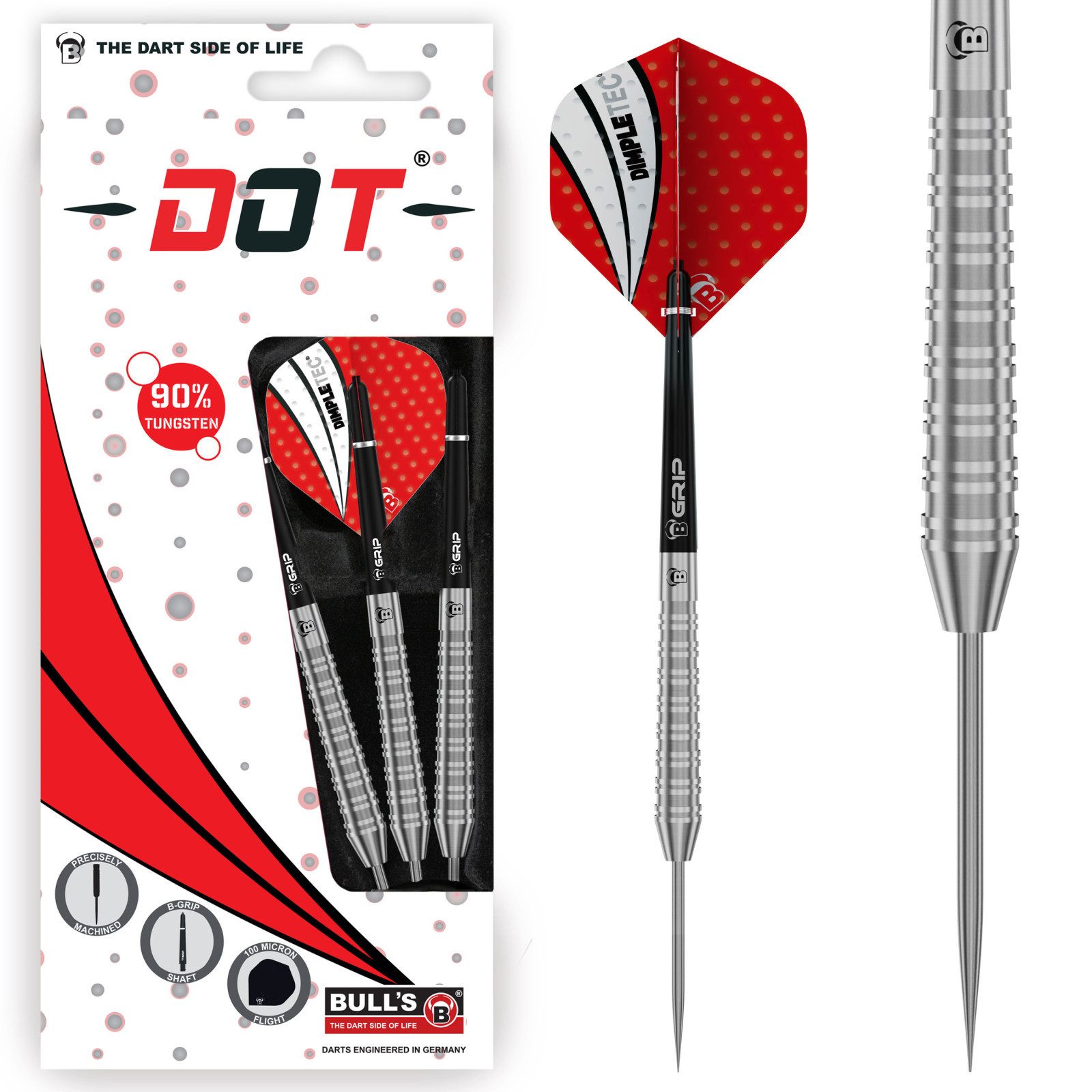 BULL'S Dartpfeil BULL'S Dot D3, Steel Dart, 24g., Tungsten, Steeldart