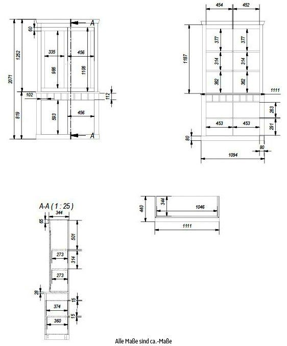 Griffe aus affaire cm RAVENNA Landhausstil, Vitrine im 207 romantischen Home Metall, Höhe