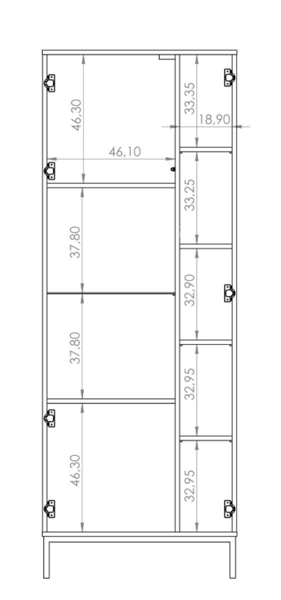 Beautysofa Vitrine Pula (Schrank Glaseinlegebode für Standvitrine Stil im Schwarz Tür, Push-To-Open cm mit hohe) 190 mit modernes Wohnzimmer