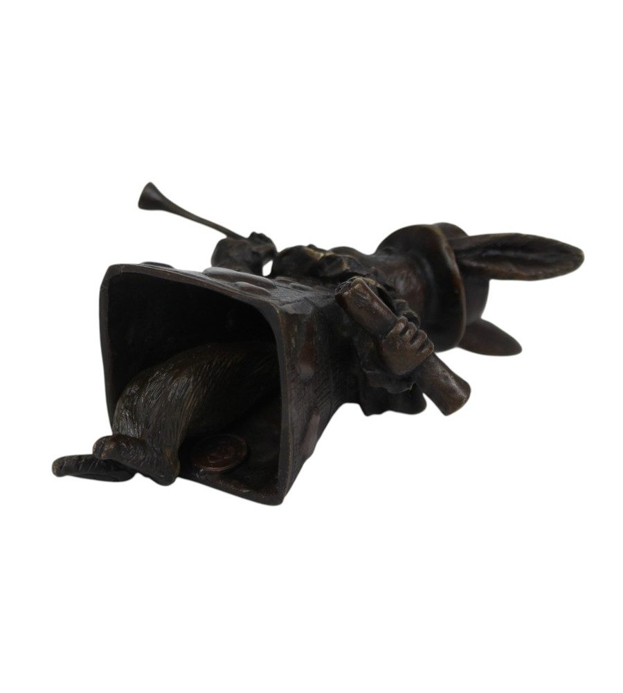 JS GartenDeko Dekofigur Elegante Tischglocke Hase im Jugendstil Bronze H 11,3 cm Herzkönigin
