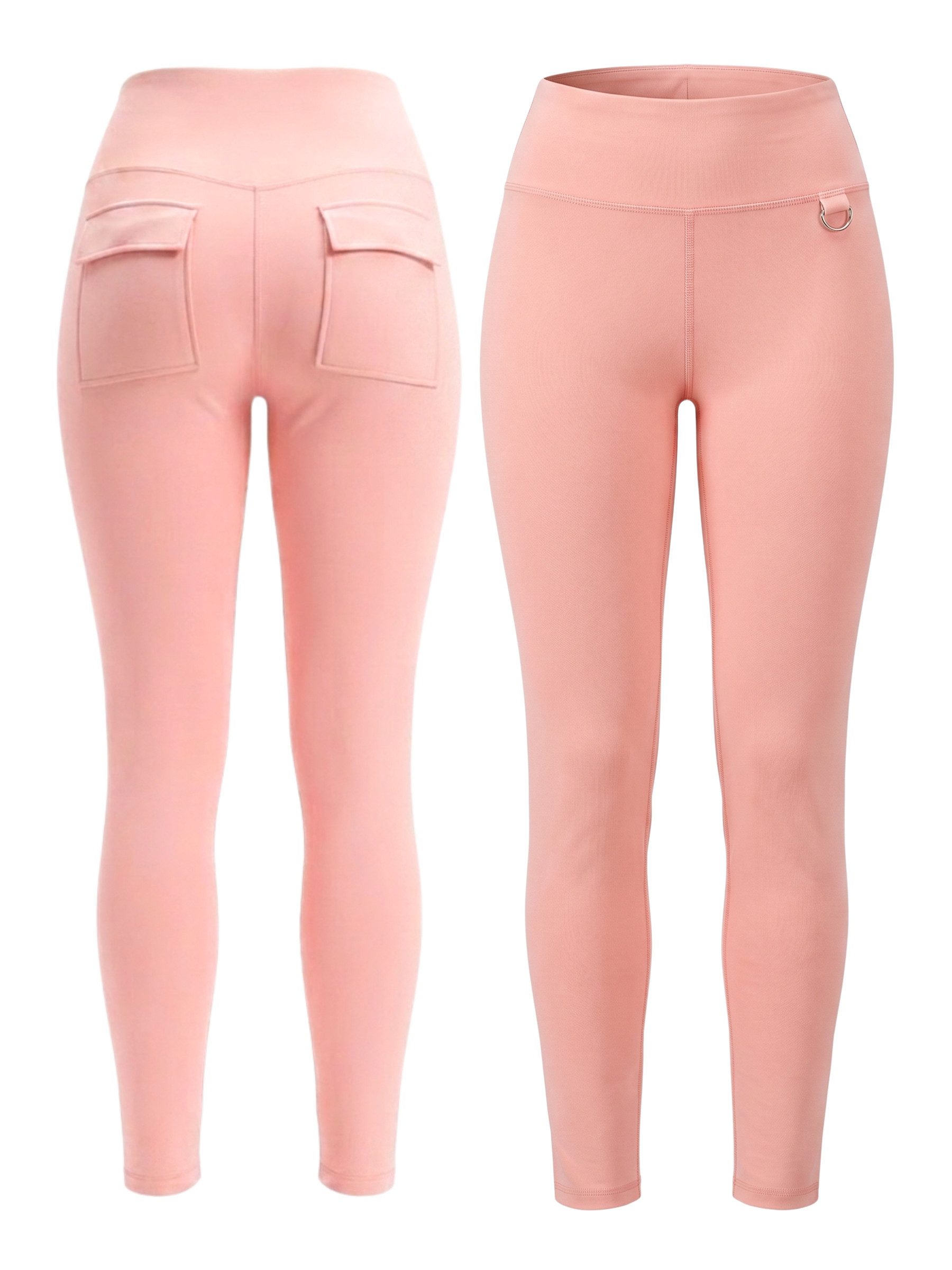 FemmeTone Leggings High-Waist Leggings Damen – lange Yoga Sporthose Sportleggings mit Bauchkontrolle, Taschen & Schlüsselring
