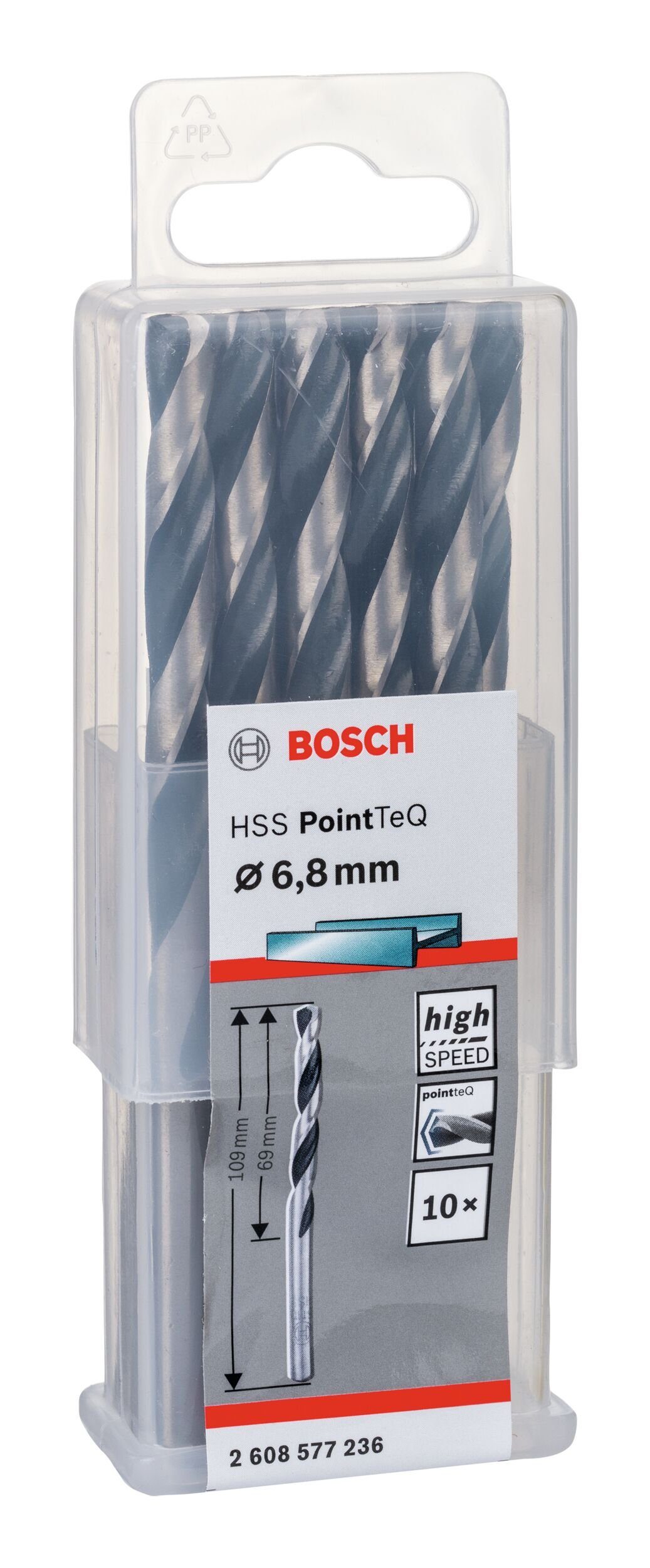 BOSCH 6,8 HSS mm (DIN Metallbohrer, PointTeQ 10er-Pack (10 - Metallspiralbohrer 338) - Stück),