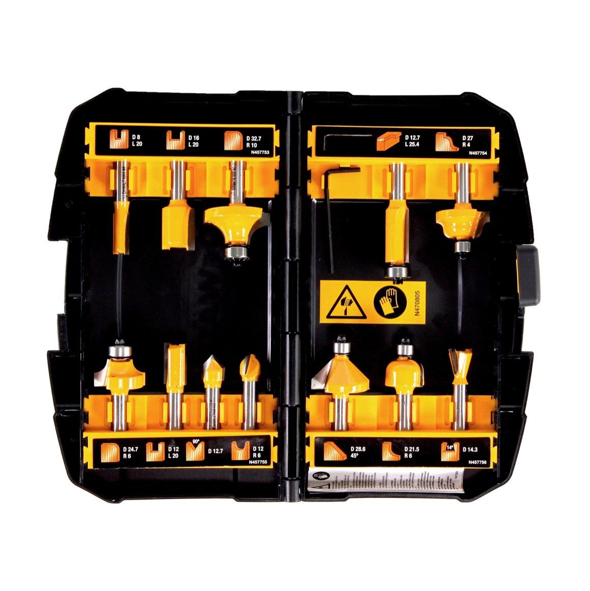 DeWalt Fräser-Set DT 90016 Fräser Set 12-tlg. mit verschiedenen Fräsern in praktischer