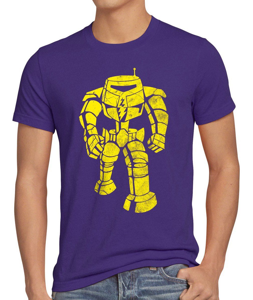 style3 Print-Shirt Herren T-Shirt The Robot Sheldon evolution big Roboter cooper theory bang held lila