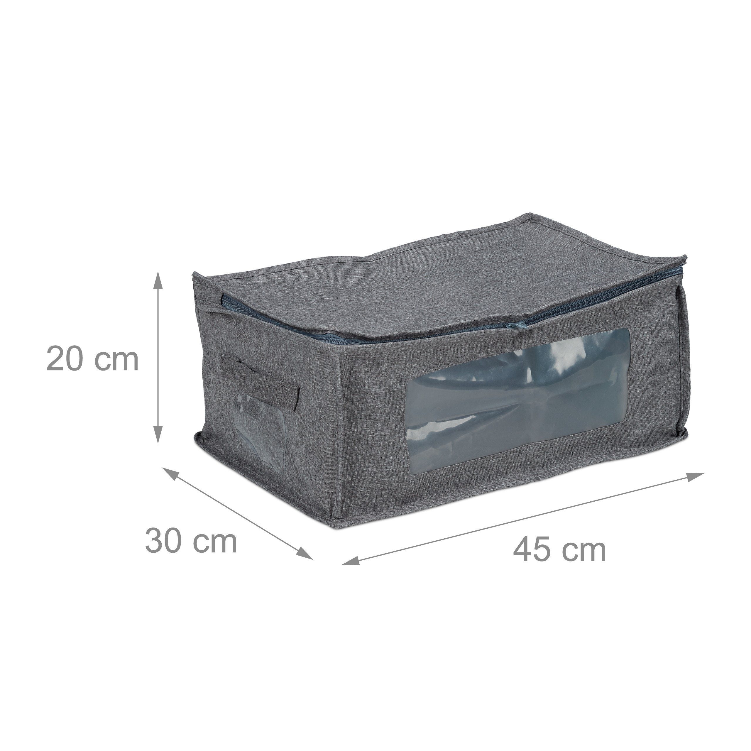 relaxdays Unterbettkommode Aufbewahrungstasche 3er Set (3 St), grau – Bild 4 von 5