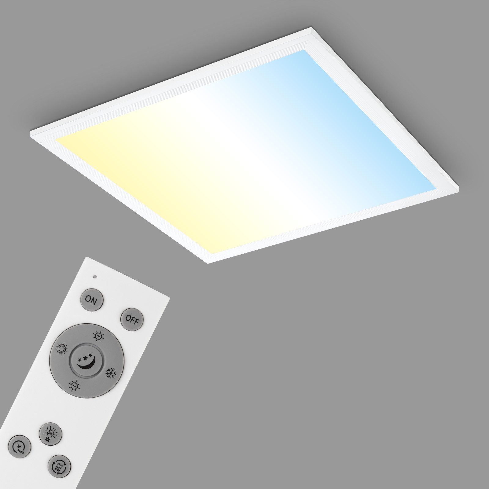 Briloner Leuchten Deckenleuchte LED Deckenleuchte Panel Memoryfunktion ultra flach CCT Dimmfunktion, CCT, LED fest integriert, Wohnzimmerlampe, 2900lm, Schlafzimmer, 38 x 38cm