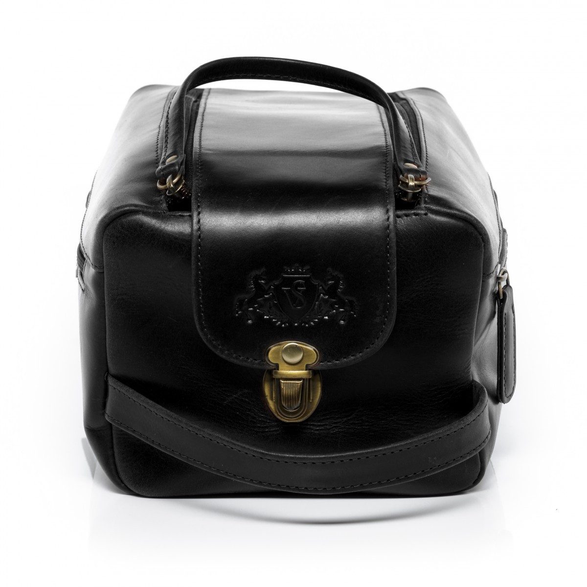 SID & VAIN Kulturbeutel echt Leder Kulturtasche groß schwarz BRISTOL, Waschbeutel Echtleder für Damen & Herren, Kosmetiktasche schwarz