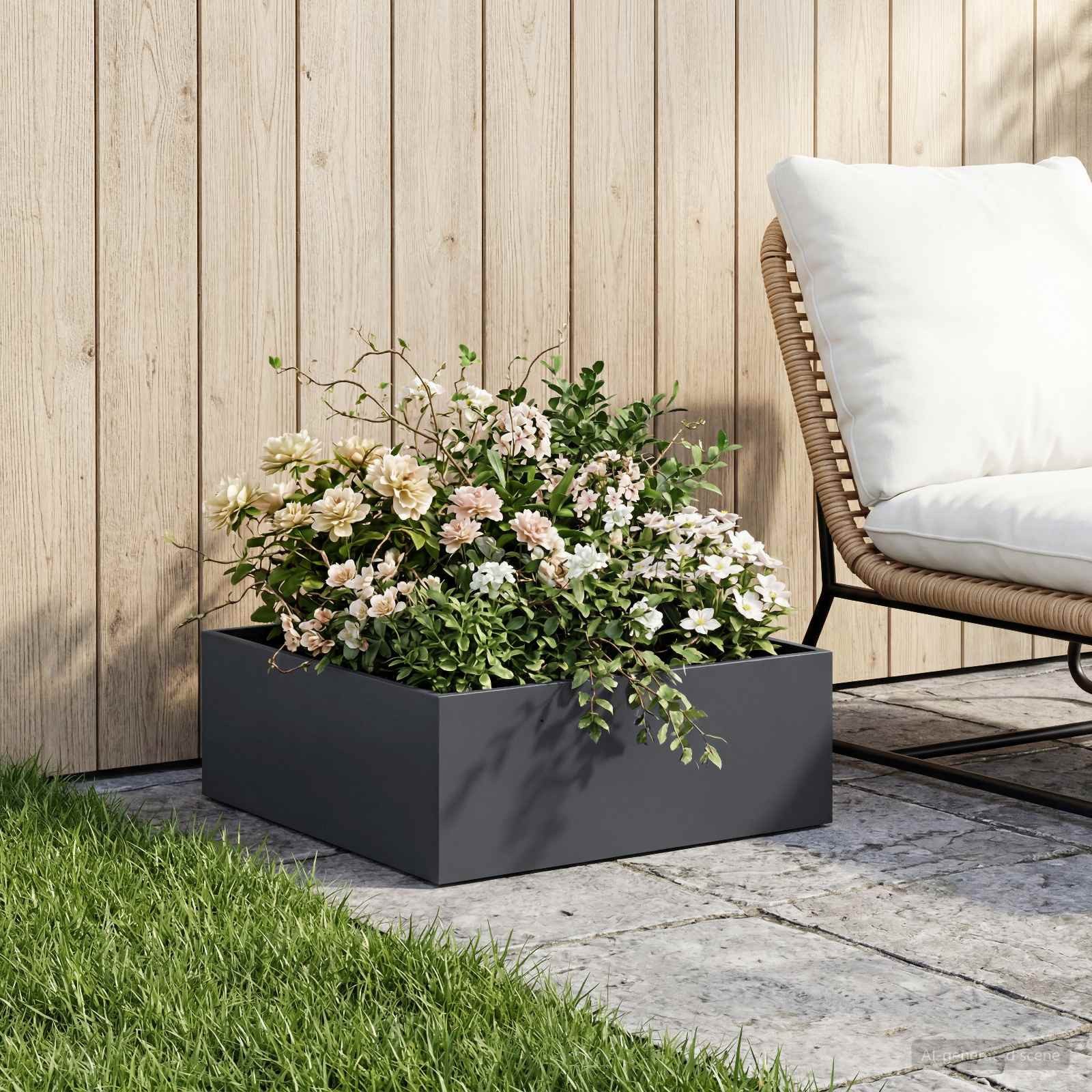 vidaXL Blumentopf Garten-Pflanzgefäß Anthrazit 60 x 60 x 20 cm (1 St) – Bild 2 von 5