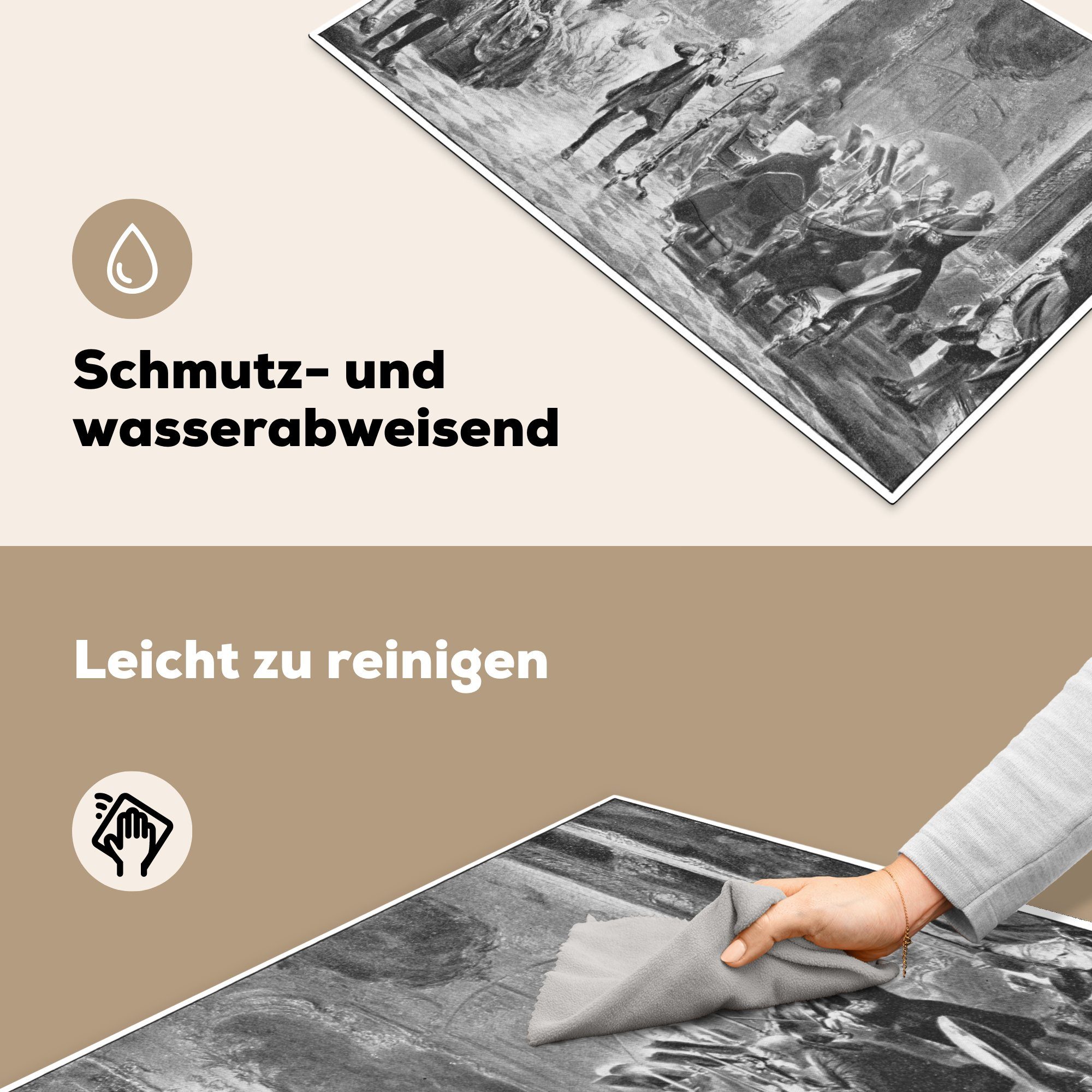 cm, Sanssouci Eine für des Potsdam, küche, in Schlosses Herdblende-/Abdeckplatte 81x52 die (1 tlg), Induktionskochfeld Ceranfeldabdeckung Schutz MuchoWow antike Illustration Vinyl,