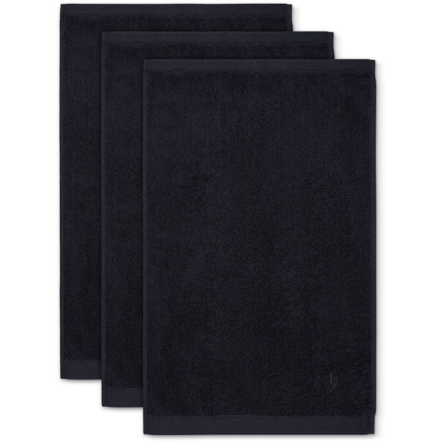 herzbach home Gästehandtücher Deep Black 30x50 cm, (3-St), 500g/m², Premium-Qualität, 100% Baumwolle, einfarbig
