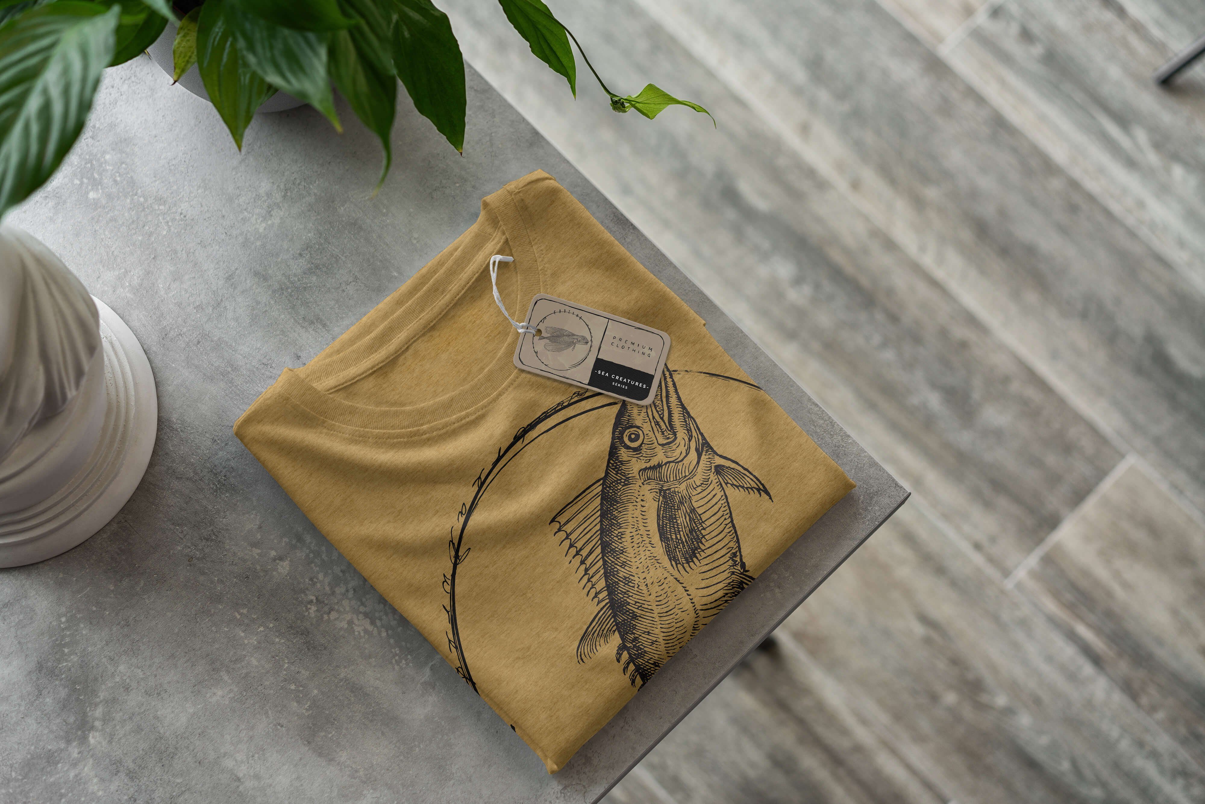 sportlicher feine Fische 098 und T-Shirt Art Sea - Gold Struktur Schnitt Creatures, T-Shirt Sinus Sea Antique / Serie: Tiefsee