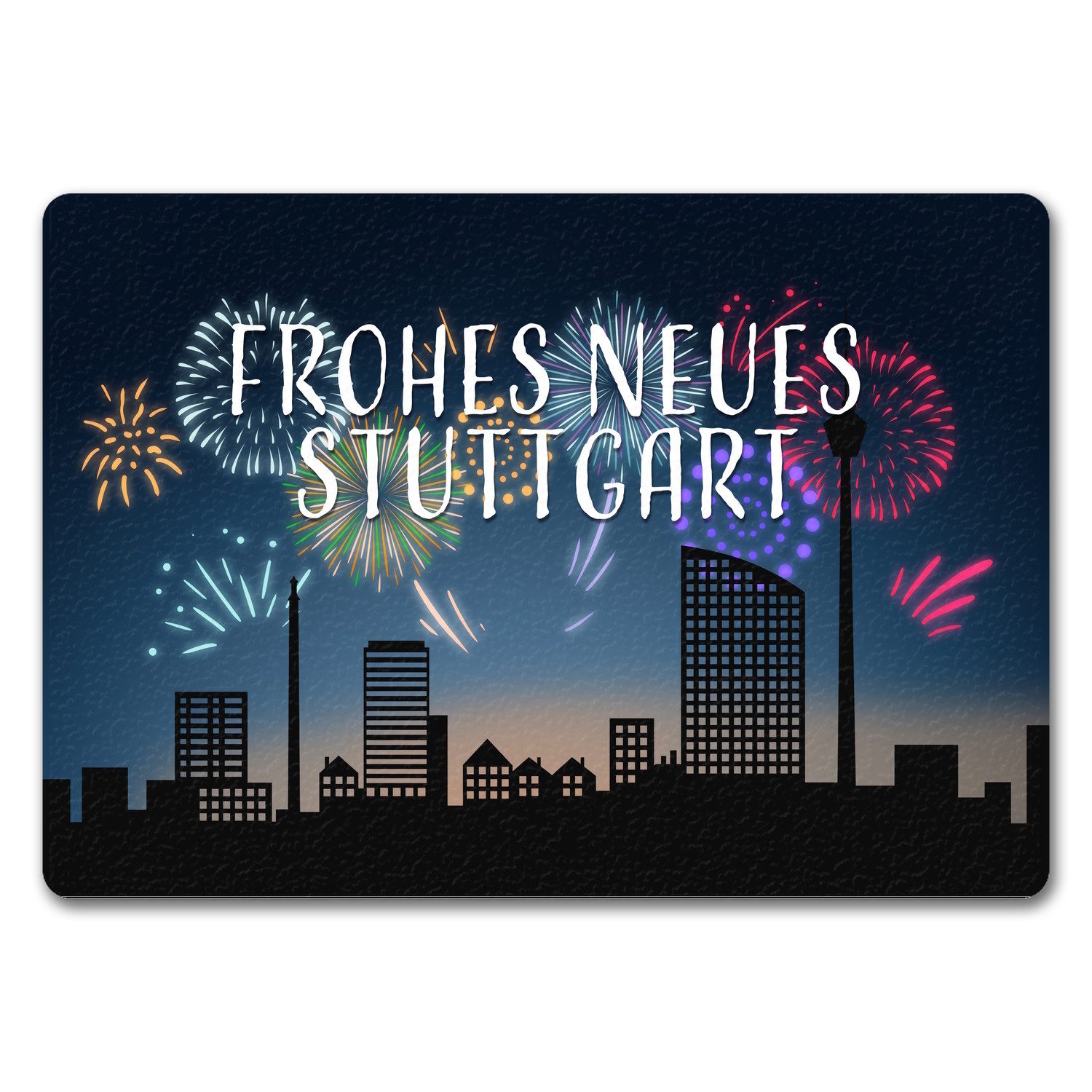 Fußmatte Frohes Neues Stuttgart Fußmatte in 35x50 cm ohne Rand