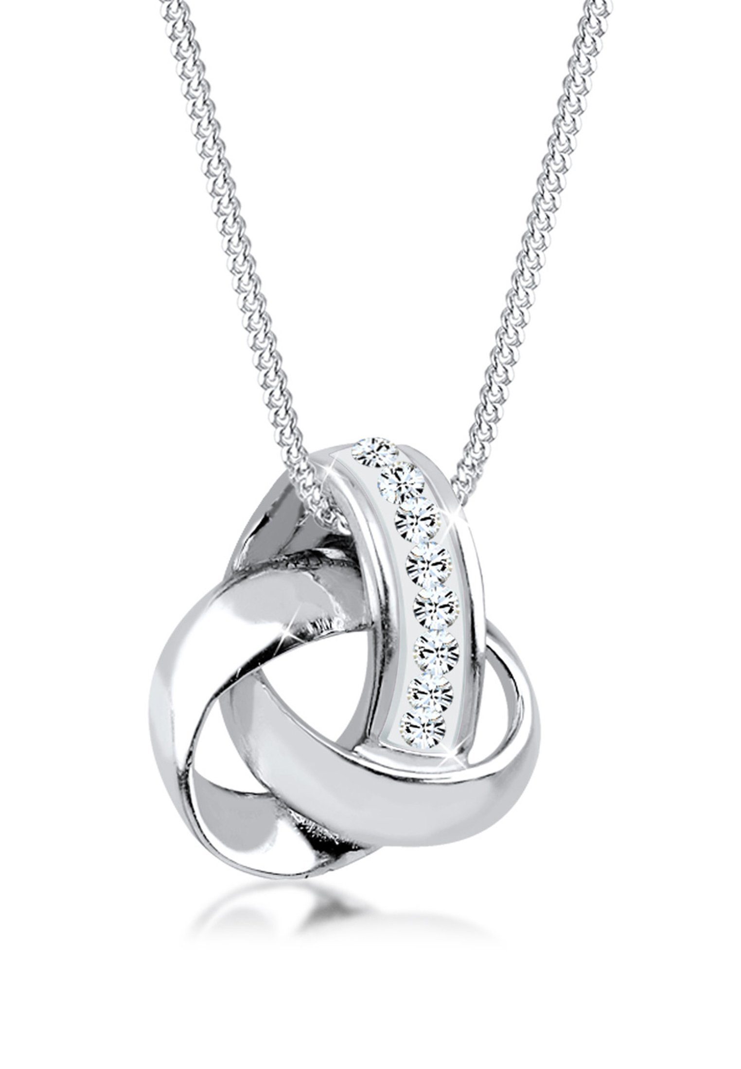 Kette mit Anhänger Knoten Weiß 925 Sterling Silber, mit Kristallen von Swarovski®