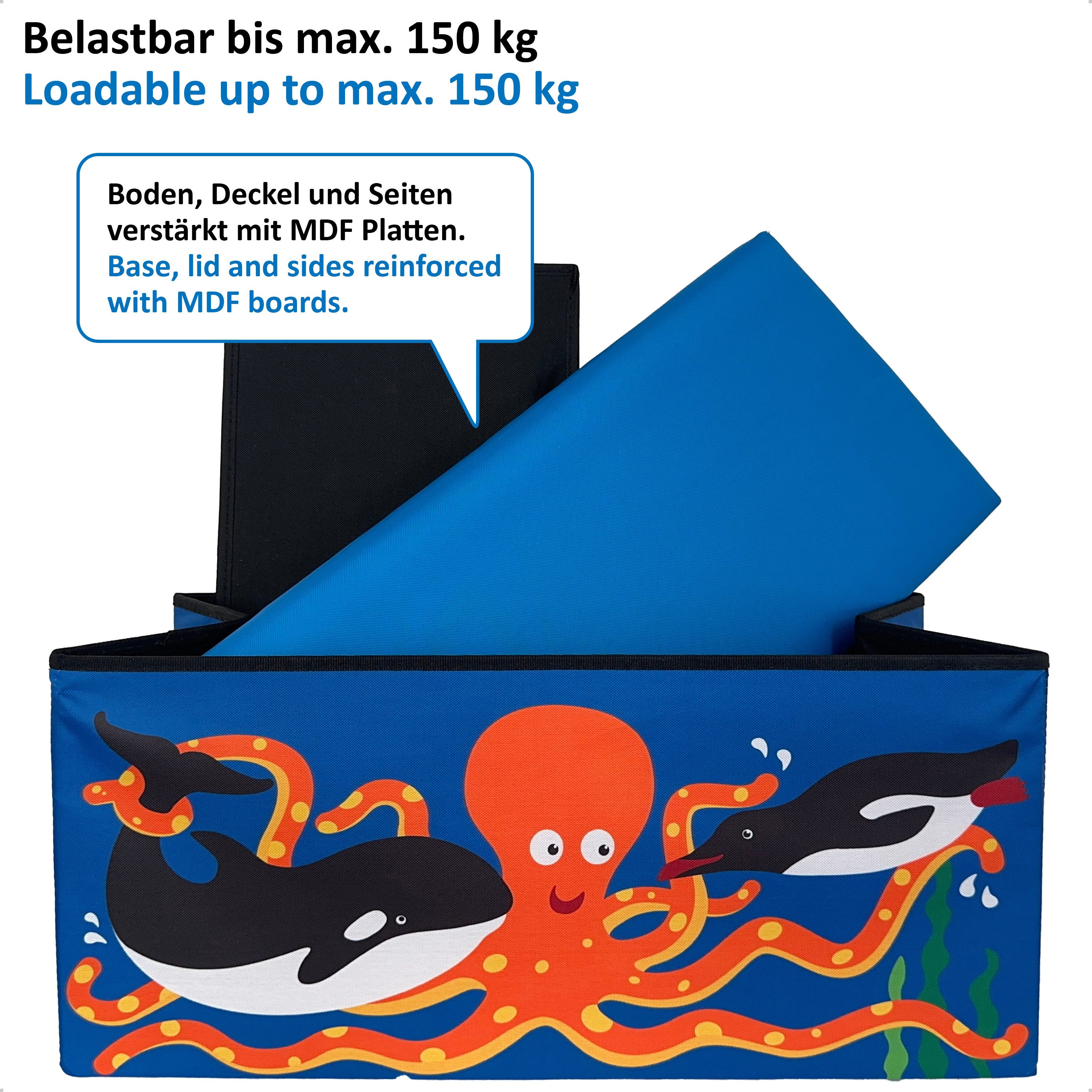WIESEN.design Spielzeugtruhe 54L, Spielzeugkiste mit Deckel, Kindersitzbank mit Stauraum (Spielzeugbox mit Deckel, Sitzbank Kinder, Spielzeugkiste Kinderzimmer, – Bild 4 von 5