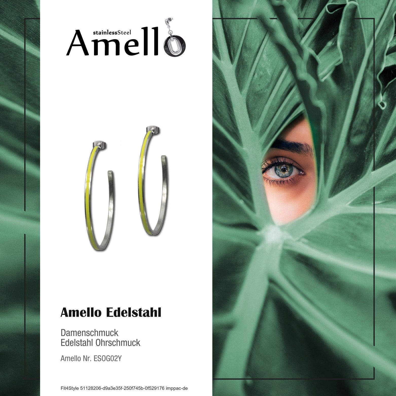 g (Stainless Edelstahl gelb Amello Ohrhänger Ohrringe Ohrhänger (Creolen) Ohrhänger Steel), Paar (Ohrhänger), stahlfarben, Edelstahl Farbe: Amello