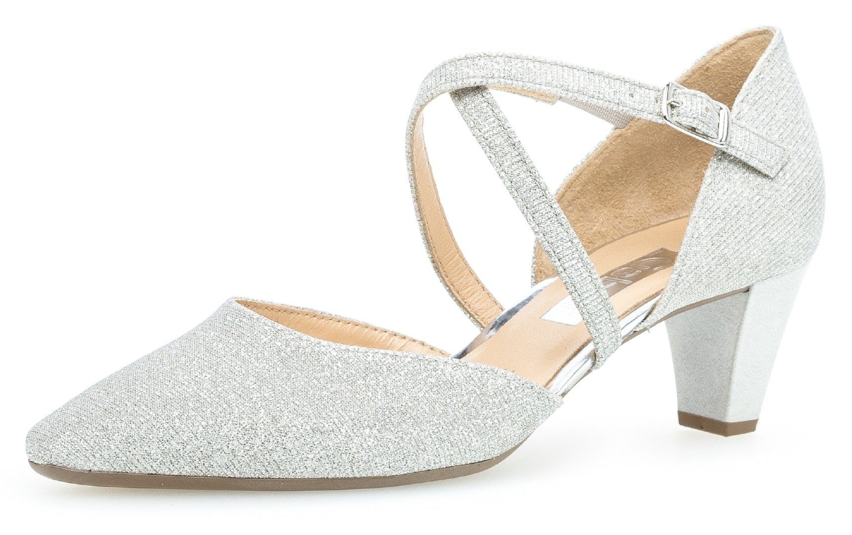 Gabor spitz Spangenpumps Silber zulaufender in Form