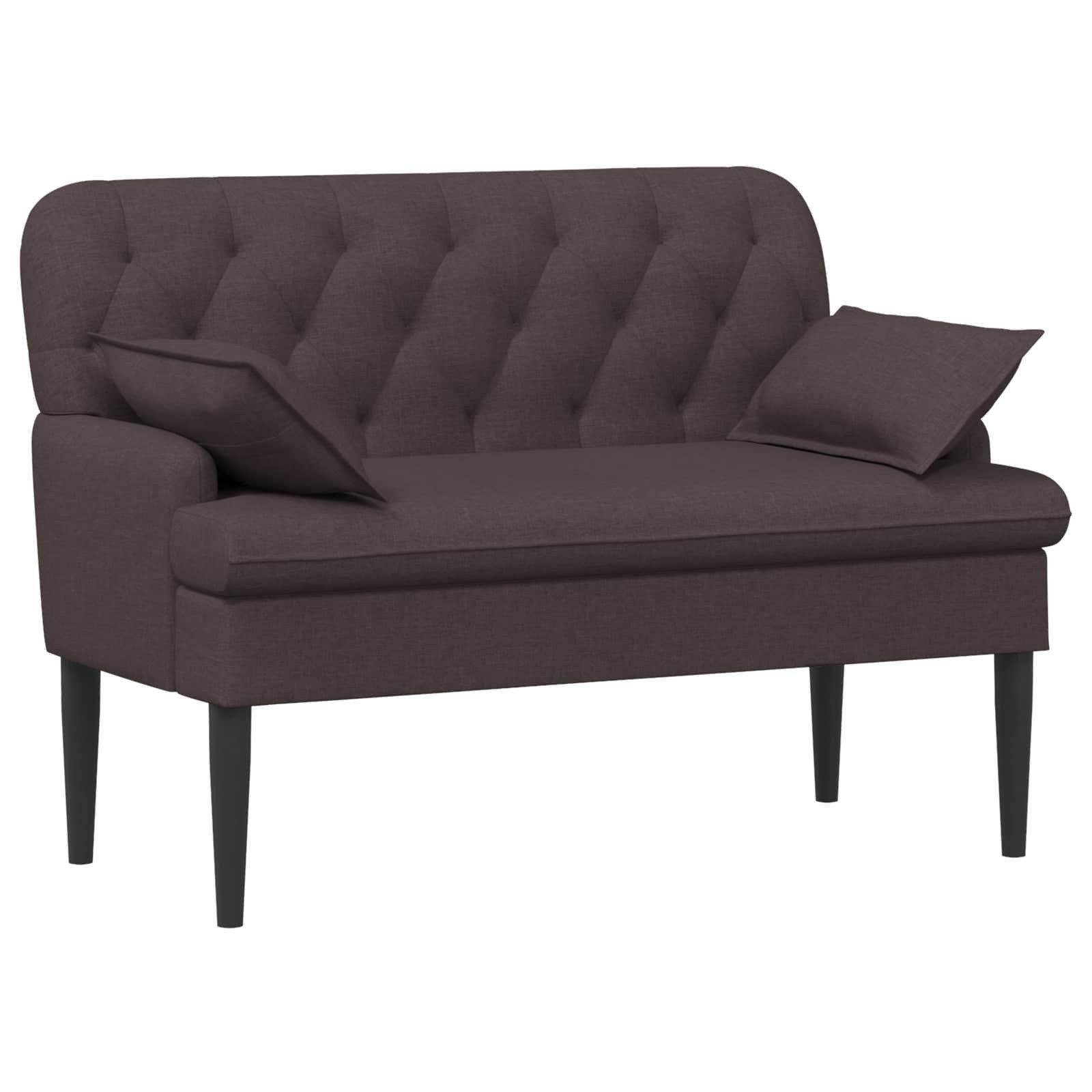 vidaXL Sitzbank Zweisitzer mit Knopfheftung Dunkelbraun 111 x 68 x 80 cm Stoff (1-St), Zweisitzer mit Knopfheftung Dunkelbraun 111 x 68 x 80 cm Stoff
