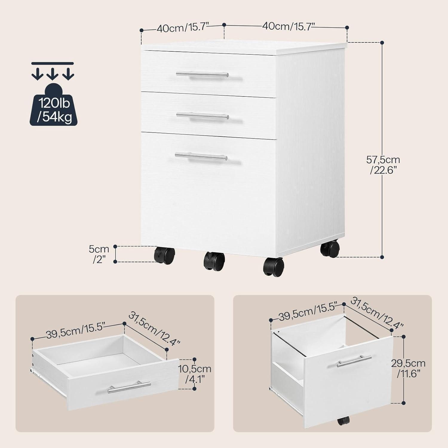 LuxusKollektion Rollcontainer Rollcontainer Aktenschrank 3 Schubladen Aktenfächer Büro Weiß
