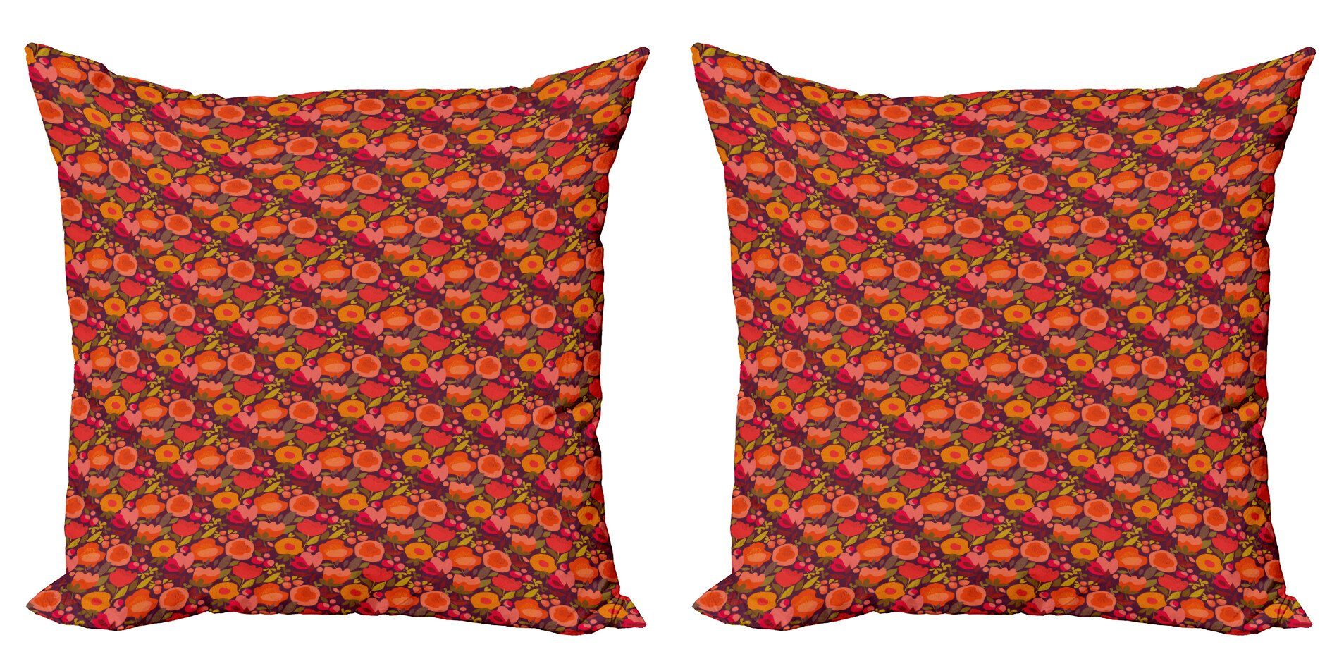 Kissenbezüge Modern Accent Doppelseitiger Digitaldruck, Abakuhaus (2 Stück), Burnt orange Abstract Floral Doodle