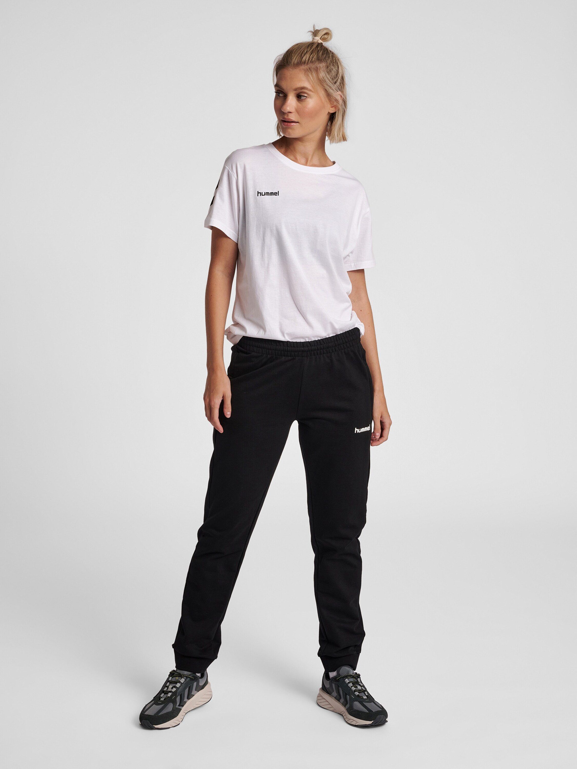 Plain/ohne hummel Details, Weiss T-Shirt Seitenstreifen (1-tlg)