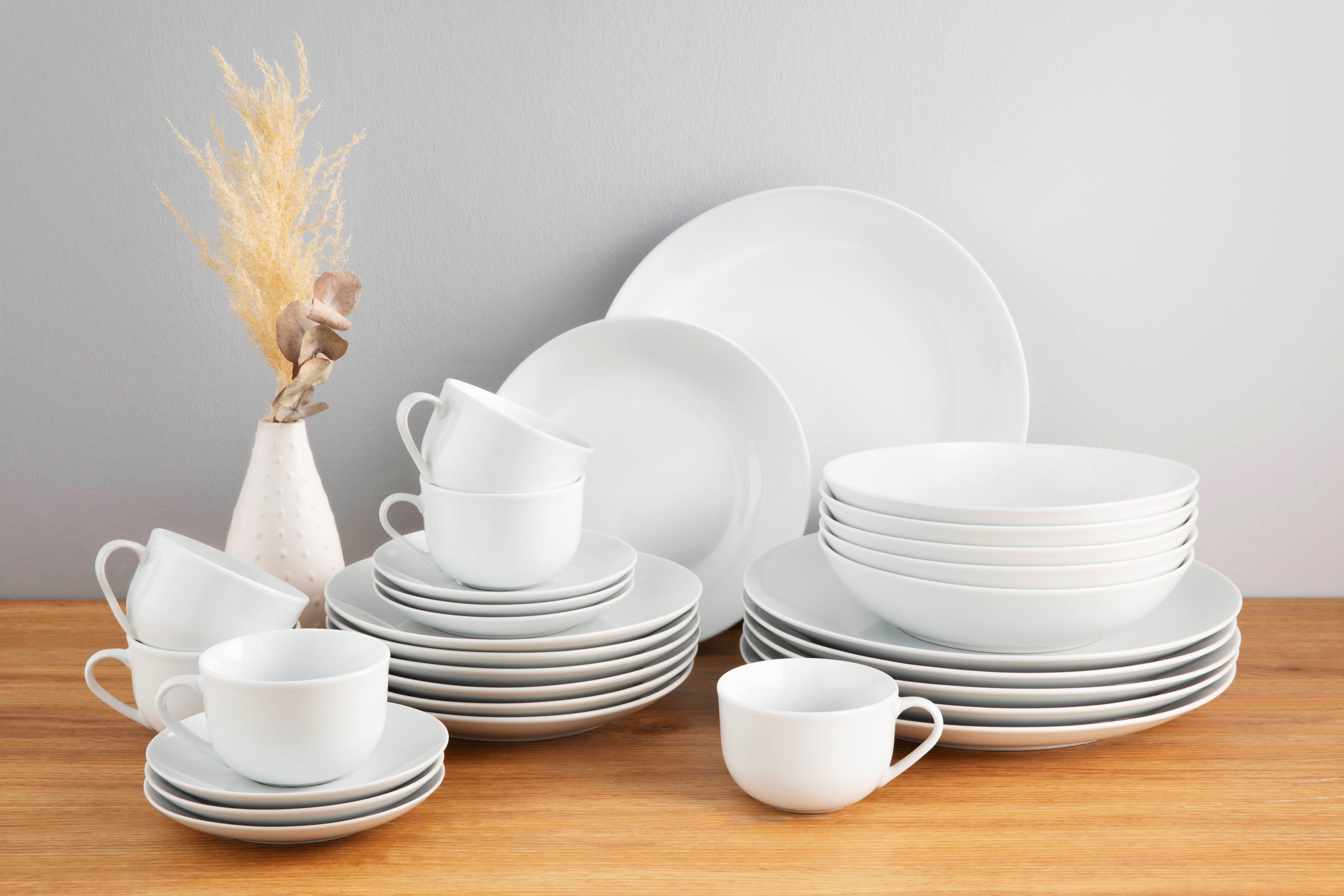 OTTO home Kombiservice Alff (30-tlg), 6 Personen, Porzellan, Geschirr-Set, harmonische, trendige Coupeform