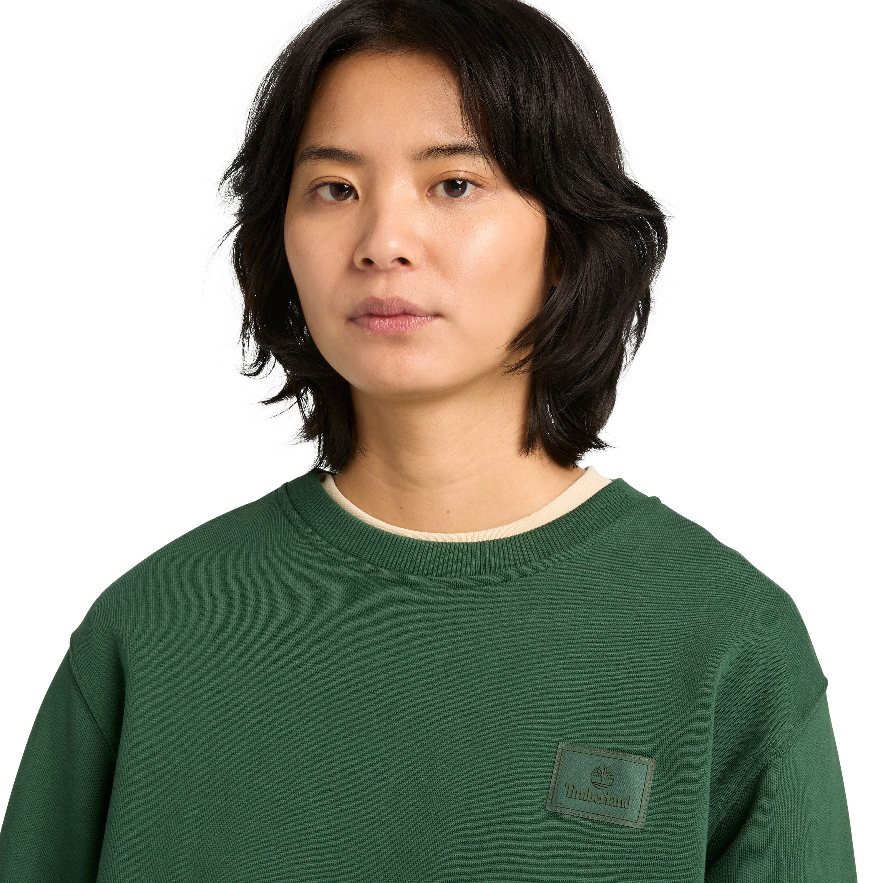 Timberland Sweatshirt Silicon Badge (LB) Crew Neck Langarm-Design, für Erwachsene, aus Baumwolle, bequemer Schnitt – Bild 3 von 5