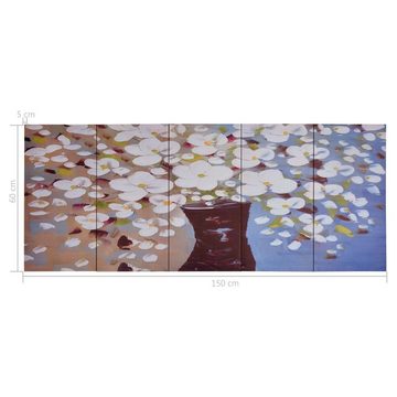 vidaXL Wandbild Leinwandbild-Set Blumen in Vase Mehrfarbig 150x60 cm
