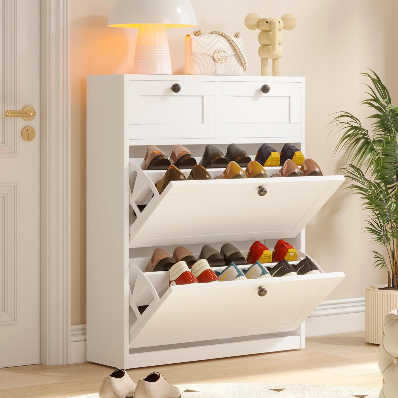 VOWNER Schuhschrank mit 2 Klappen, Schuhregal, günstig online kaufen