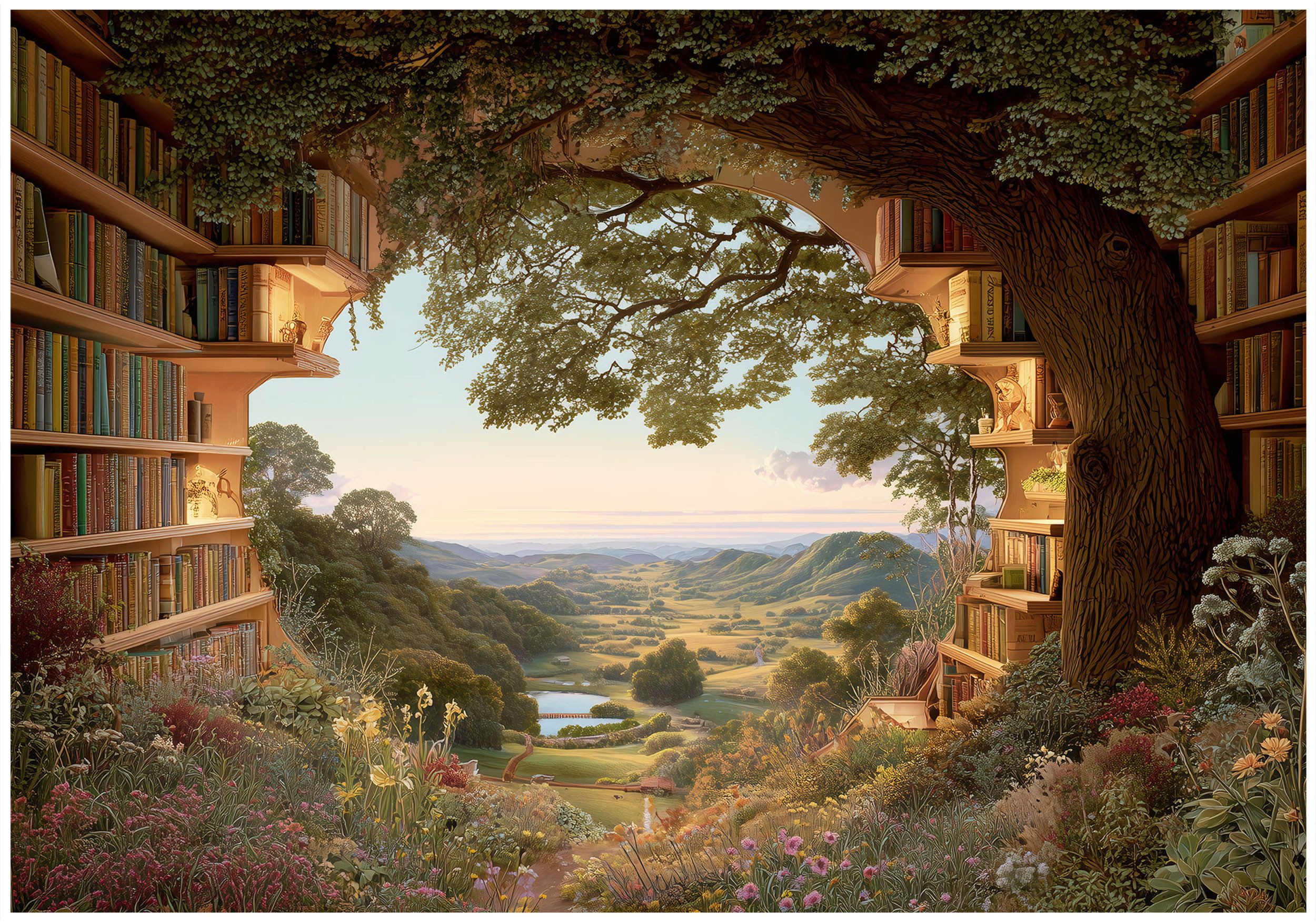 Wallarena Fototapete 3D-Effekt Grün Bücher Vlies Tapete Wohnzimmer Schlafzi günstig online kaufen