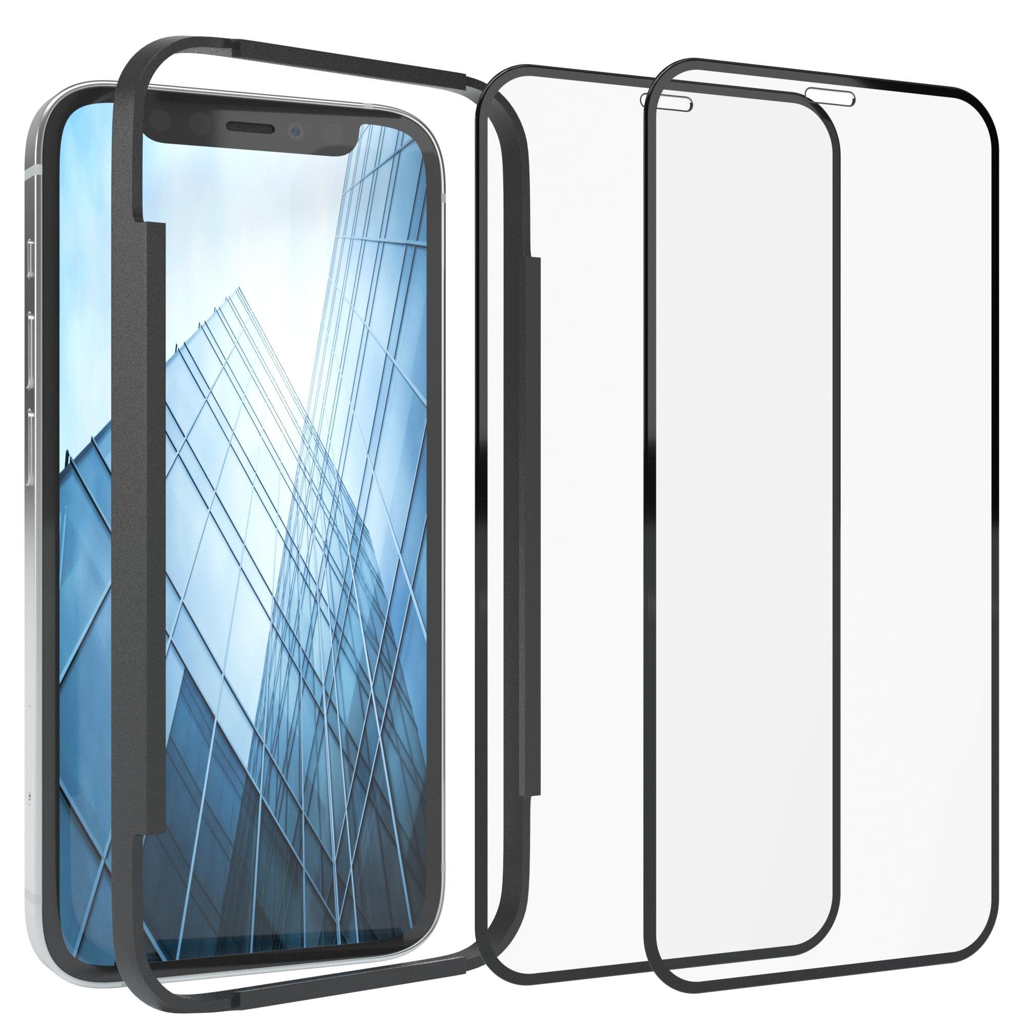 EAZY CASE Displayschutzfolie 2x Schutzglas für Apple iPhone 12 Mini, Bildschirmschutz Display Glasfolie 5,4 Zoll Panzerglas Glas 9H Folie