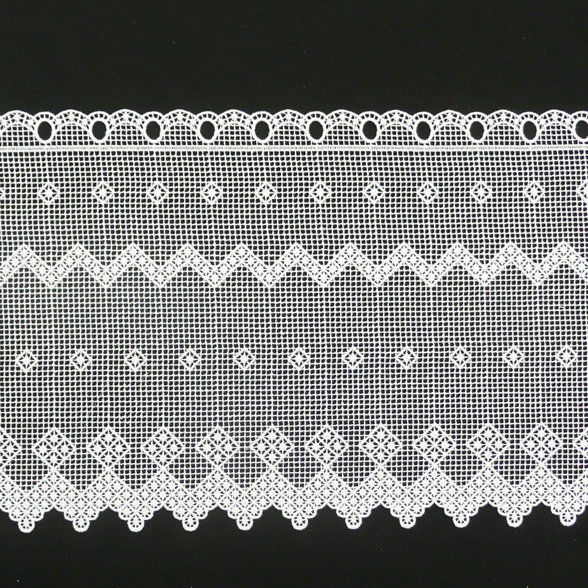 SCHÖNER LEBEN. Stoff Häkelgardine Spitzenborte creme Verzierung Vierecke Meterware B:40cm