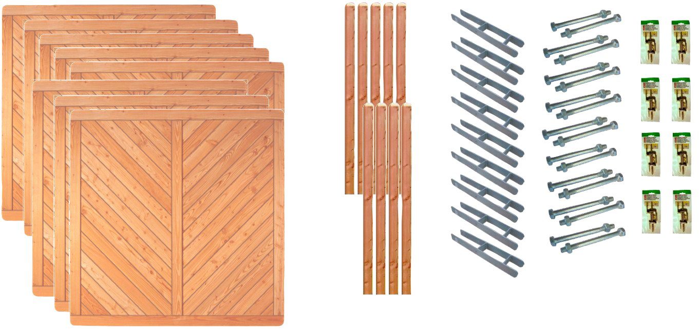 Tetzner & Jentzsch Dichtzaun Springfield 6, (Set), 8 Elemente, LxH: 1521x180 cm