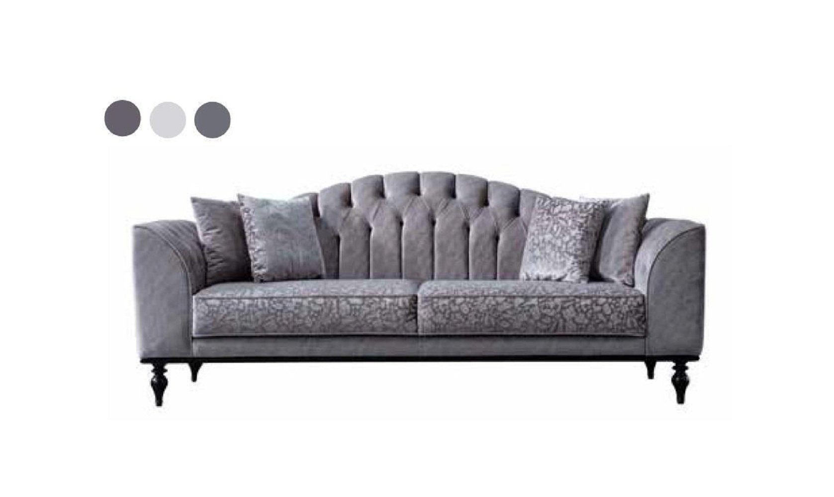 Sofa Dreisitzer Moderne Wohnzimmer Europe Couch Textil Teile, JVmoebel Grau Holz, Made in 3-Sitzer 1 Luxus Sofa