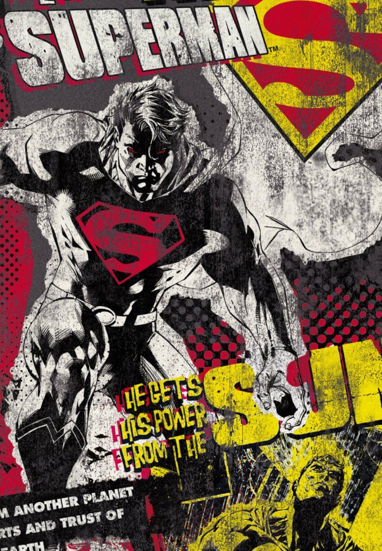 Motiv Superman mit T-Shirt Superhelden dunkellila coolem LOGOSHIRT