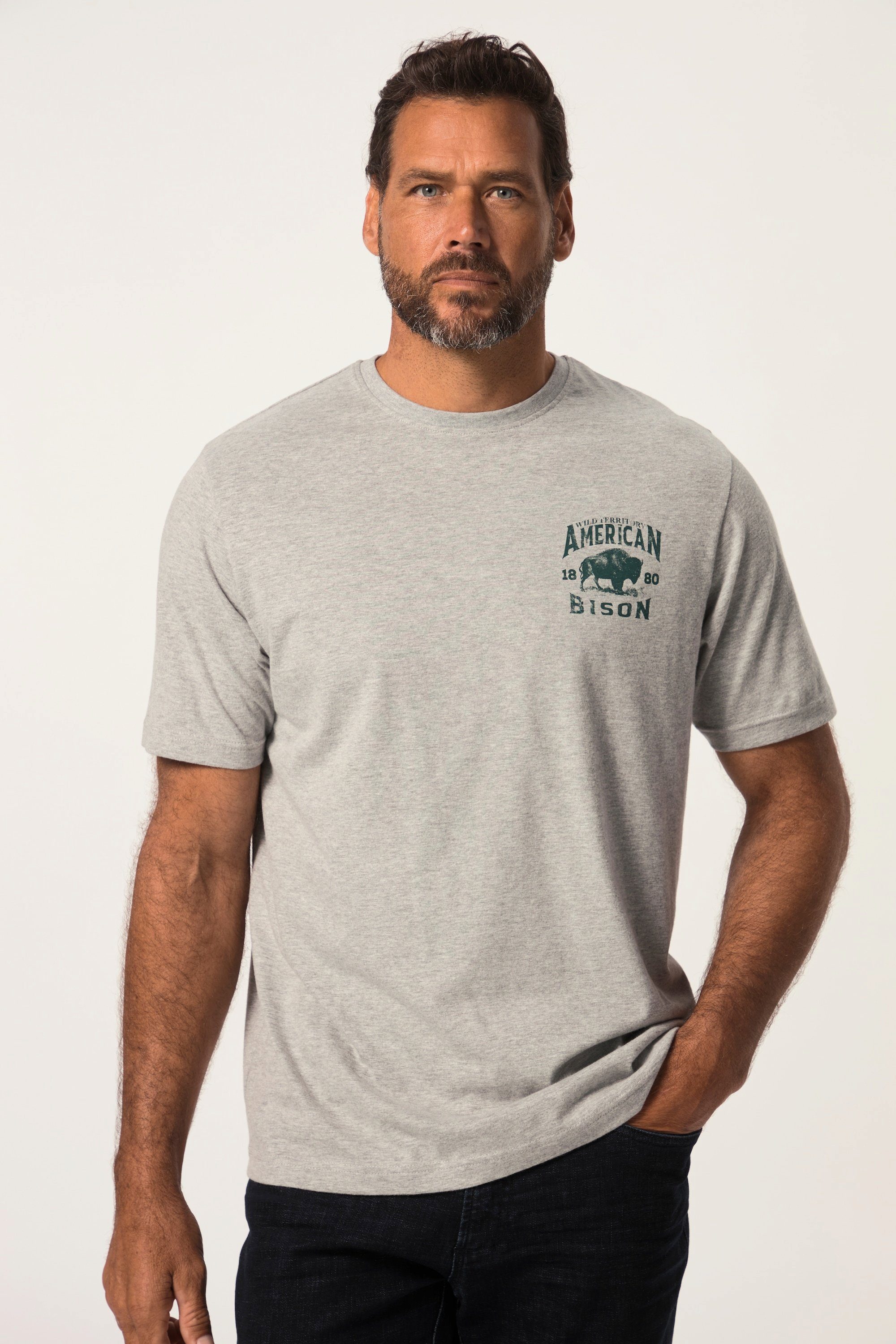 JP1880 T-Shirt T-Shirt Workwear Halbarm Bison Rückenprint