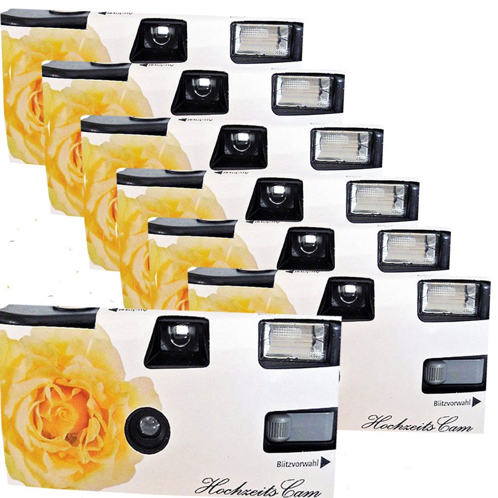 TopShot 7 x Einwegkamera gelbe Hochzeitsrose Einwegkamera