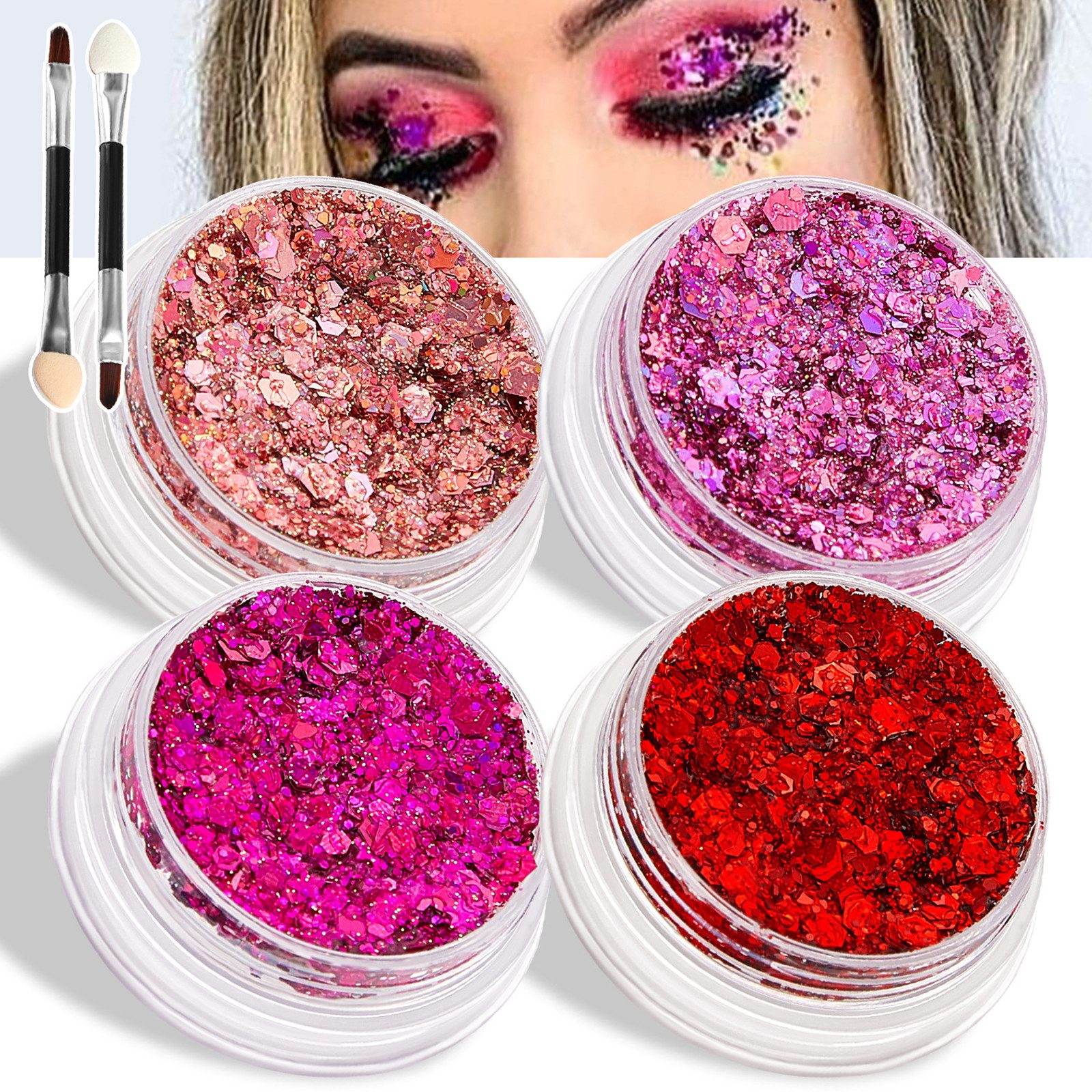 DEBAIJIA Lidschatten 4 Farben Körper Glitter Gesicht Glitter Make-up