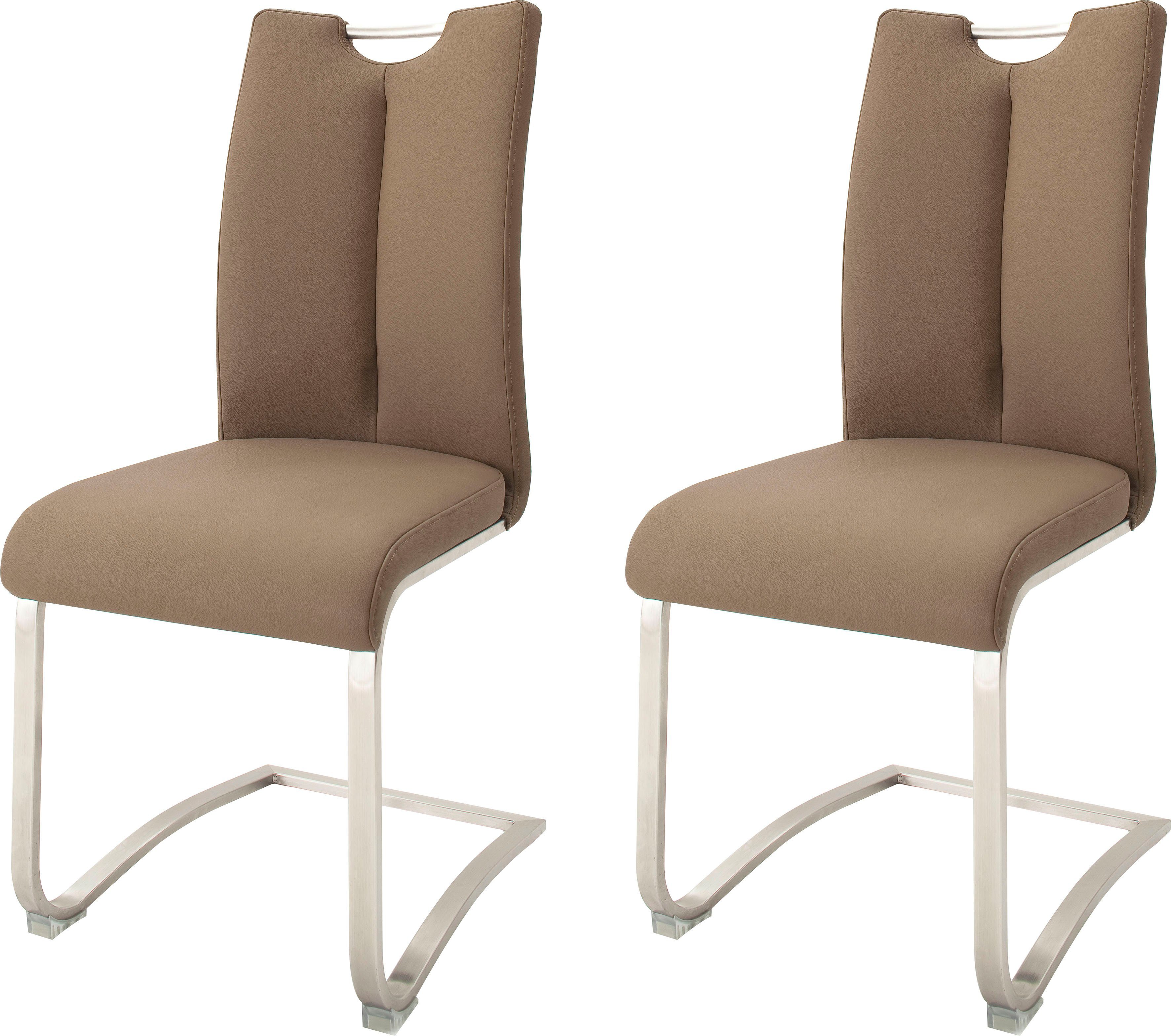 MCA furniture Freischwinger Artos (Set, 2 St), Stuhl mit Echtlederbezug, bis 140 Kg belastbar Cappuccino/Edelstahl | Cappuccino