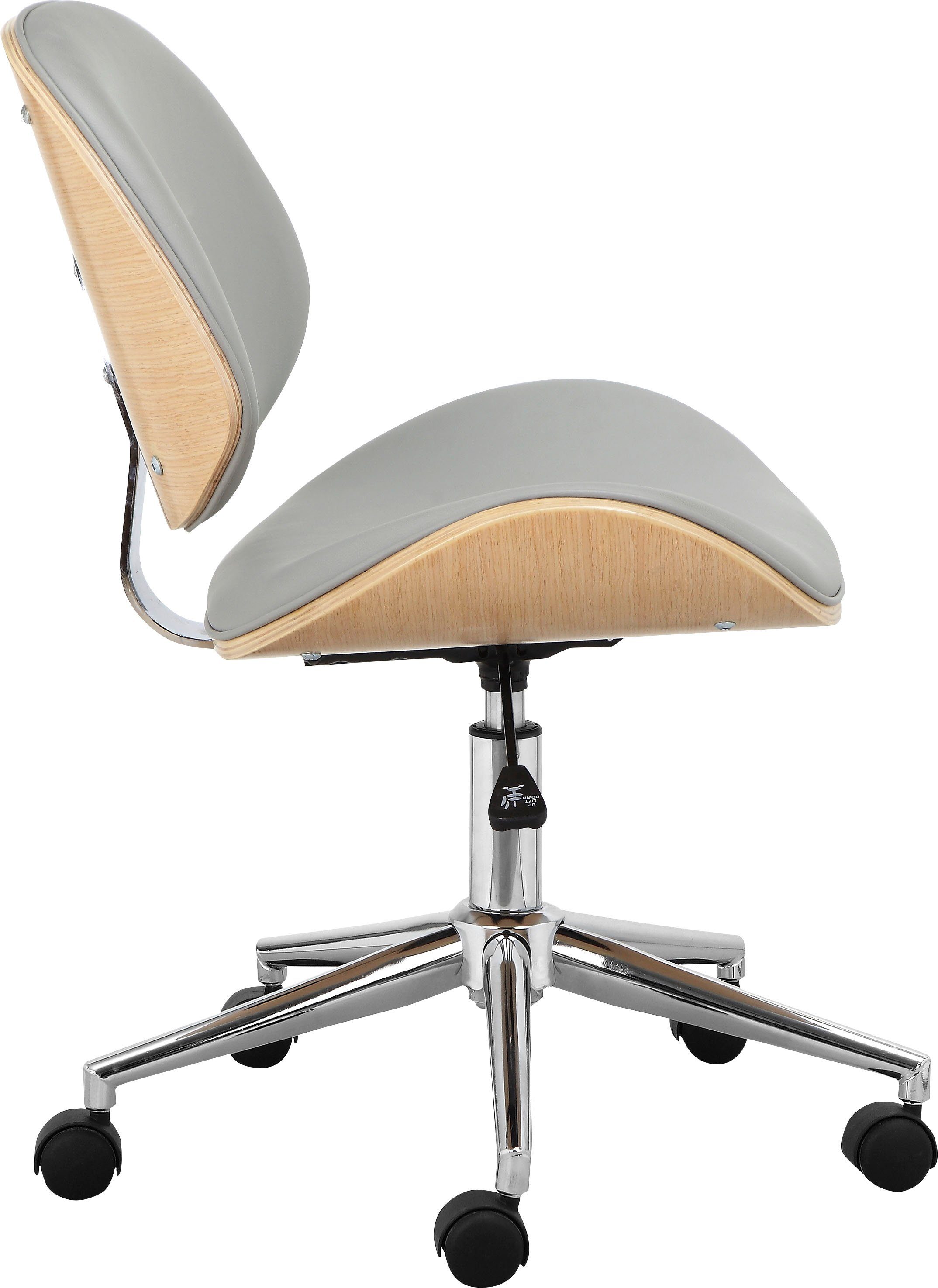 andas Bürostuhl Schale, Kunstleder, drehbar Kiruna mit 360° höhenverstellbar, (1 St), Pappelholz grau | grau