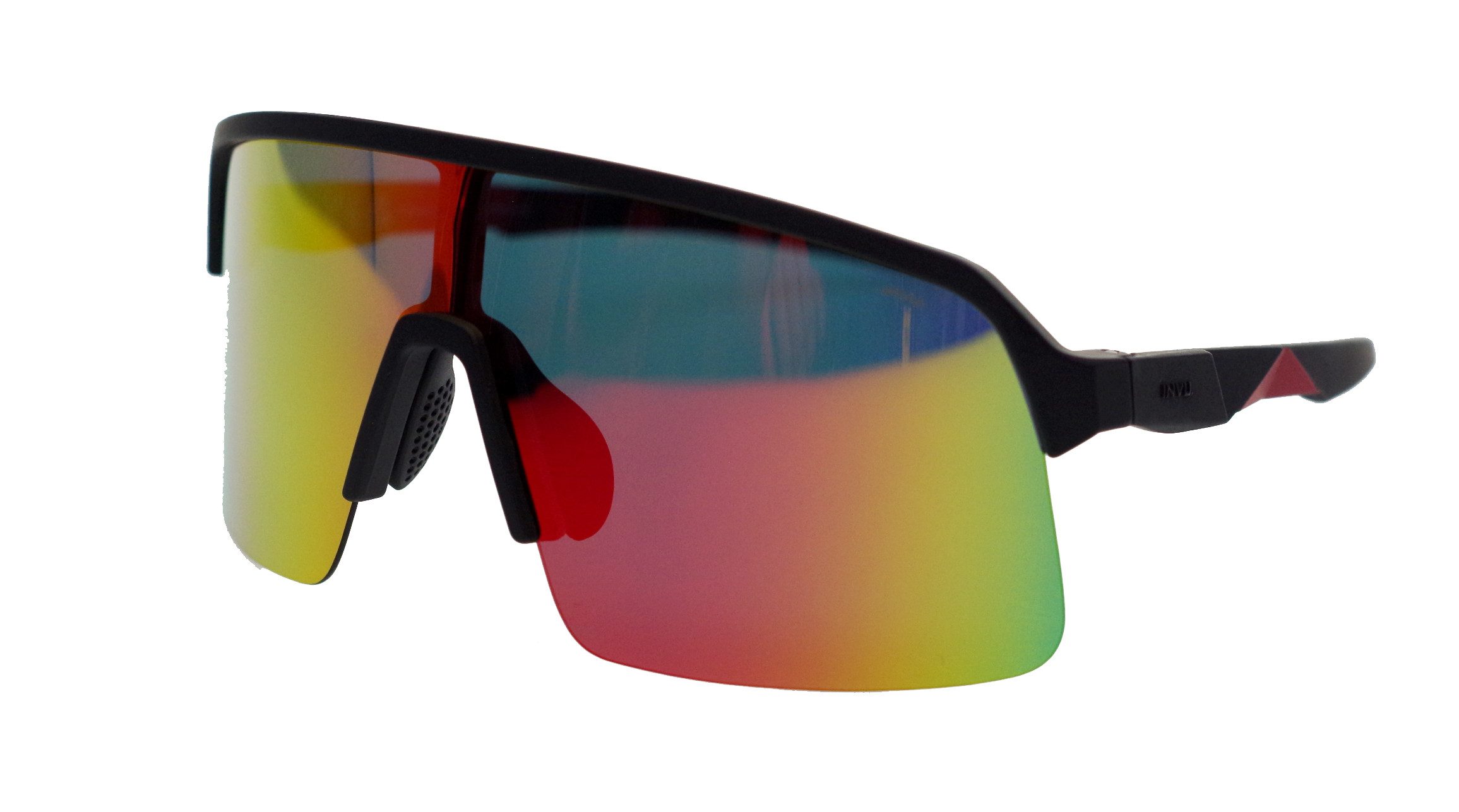 INVU Sonnenbrille Radbrille Premium matt schwarz, Spiegel rot