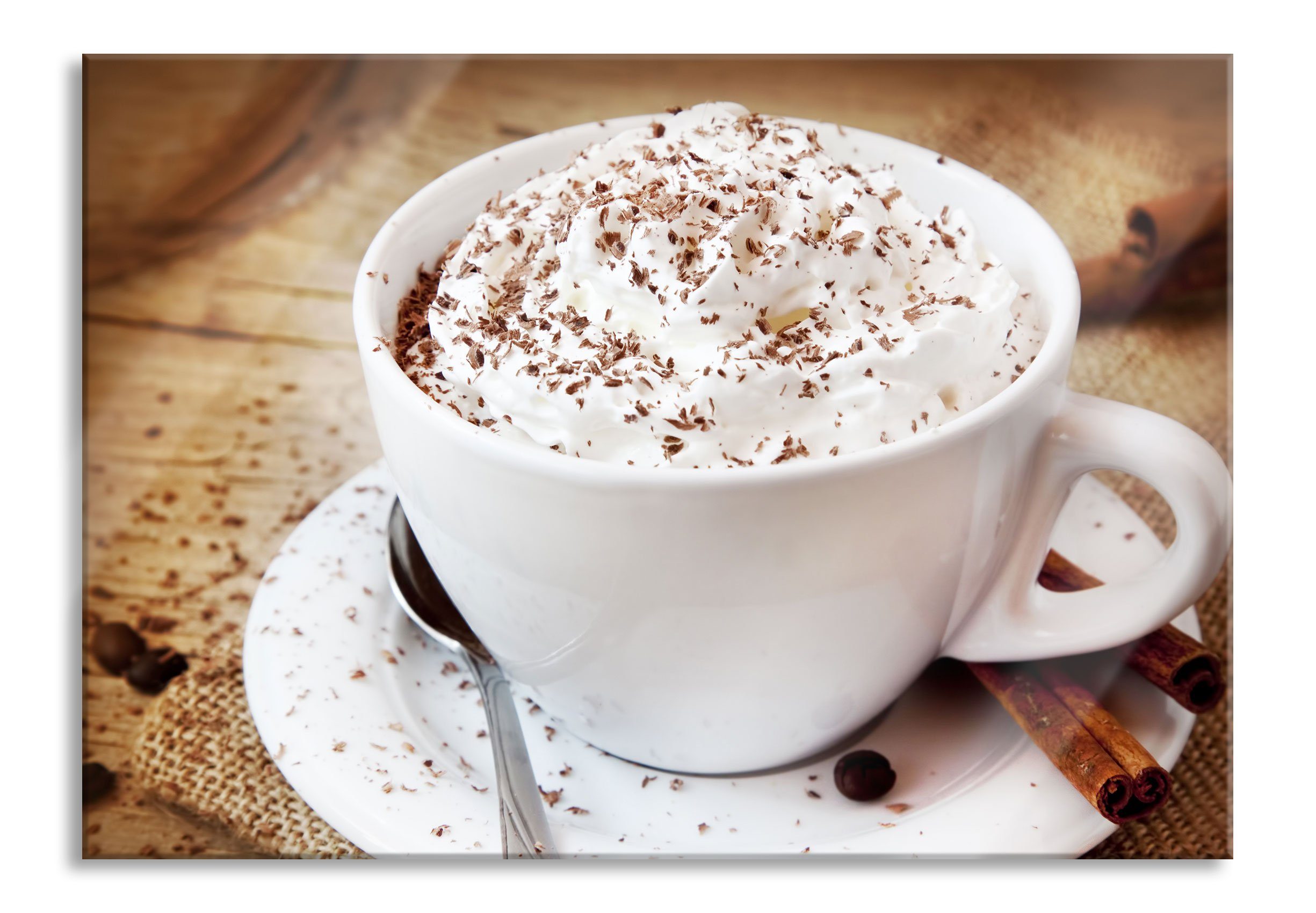 Glasbild Kaffee mit viel Creme