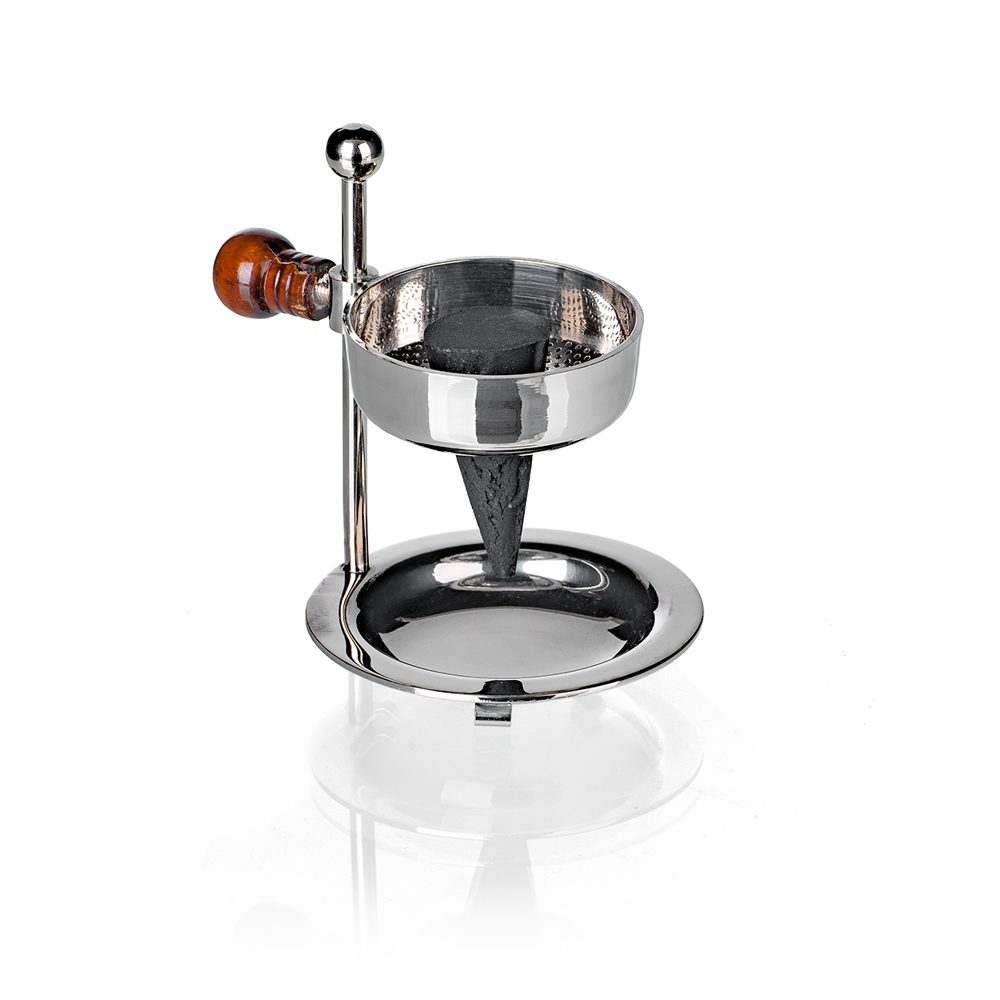 Crottendorfer Räucherstövchen 2047, Weihrauchbrenner, aus Messing, vernickelt