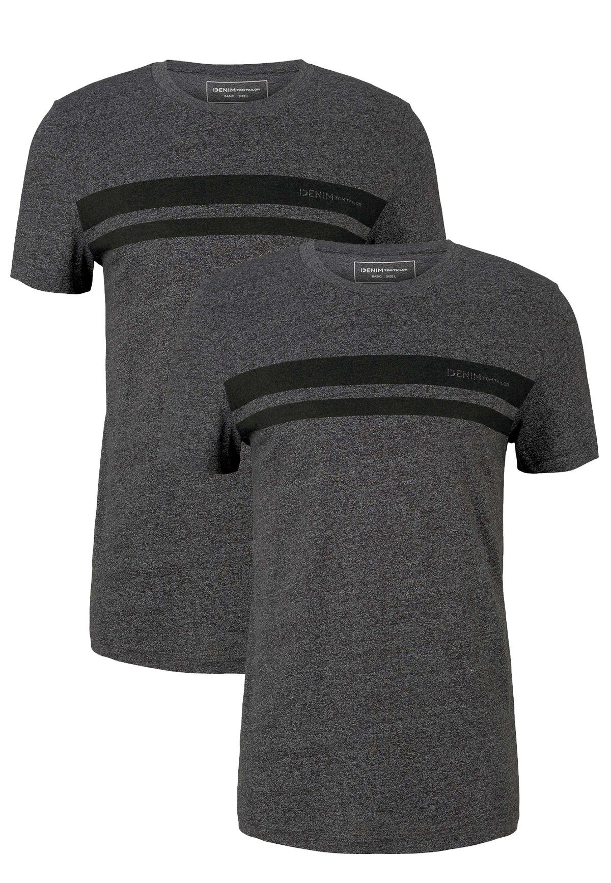(2-tlg) TAILOR Grau-2 TOM T-Shirts Basic 2-er 5552 T-Shirt in Set