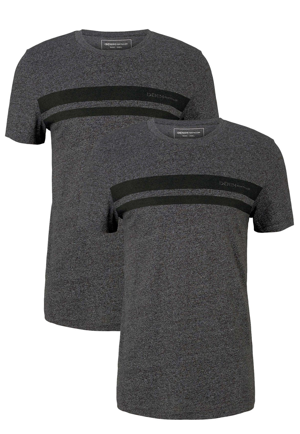 TOM TAILOR T-Shirt (2-tlg) Set T-Shirts Basic 2-er in Grau-2 5552