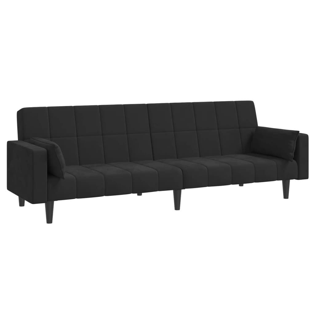 vidaXL Schlafsofa, Sofa 2-Sitzer mit 2 Kissen Schwarz Samt