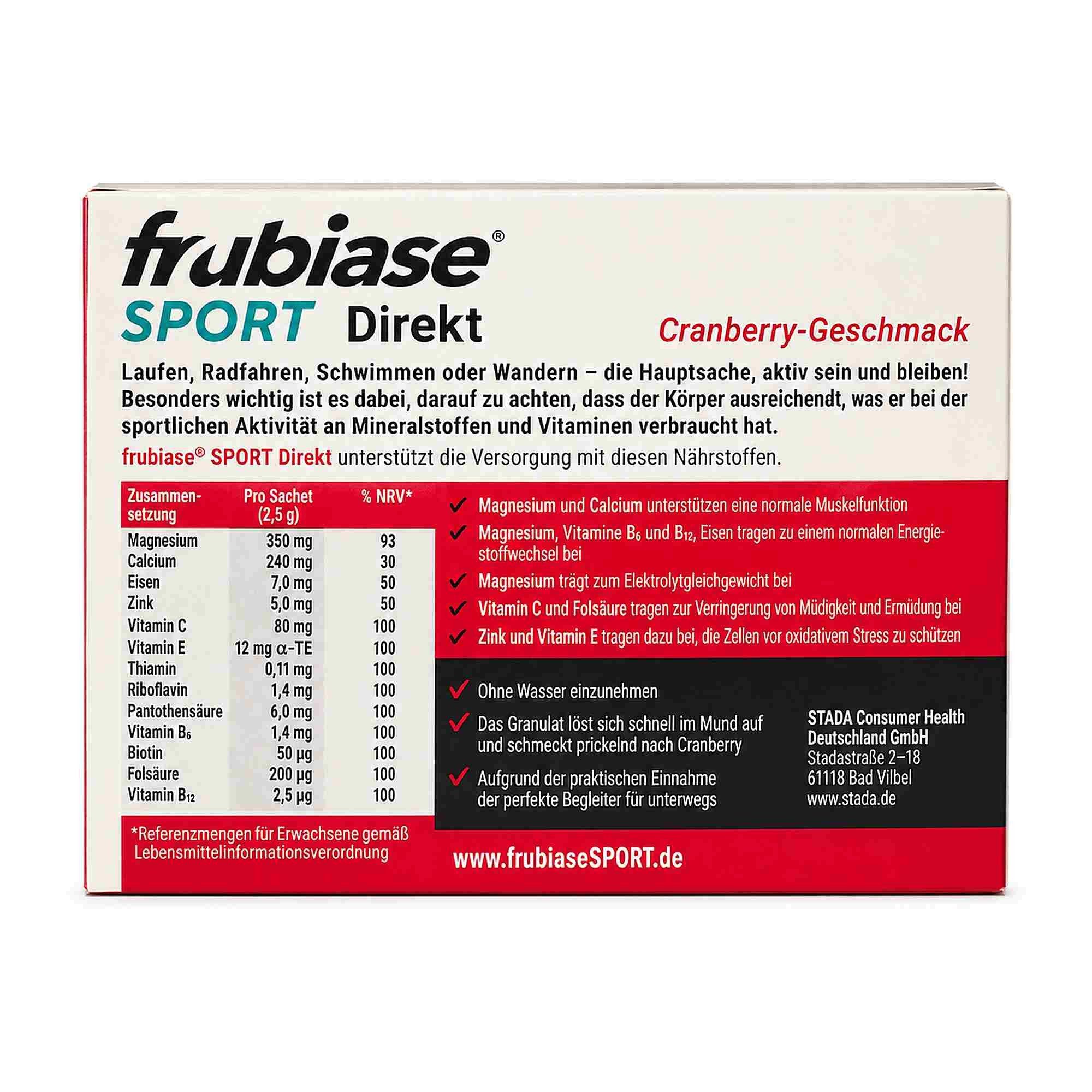 STADA Consumer Health Deutschland GmbH FRUBIASE SPORT Direkt Granulat 18 St Granulat