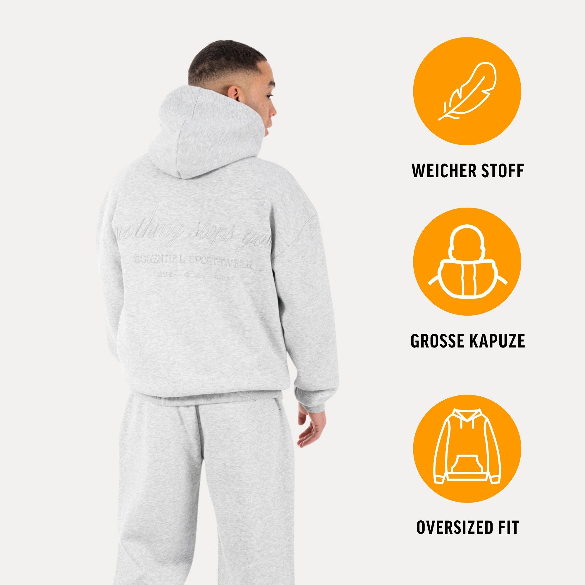 Smilodox Hoodie Kaleo, Kapuzenpullover Oversize mit Logo Stickerei und Kängurutasche Tunnelzug, Kapuze, Rippbündchen,Urban Streetwear, Sport, Freizeit