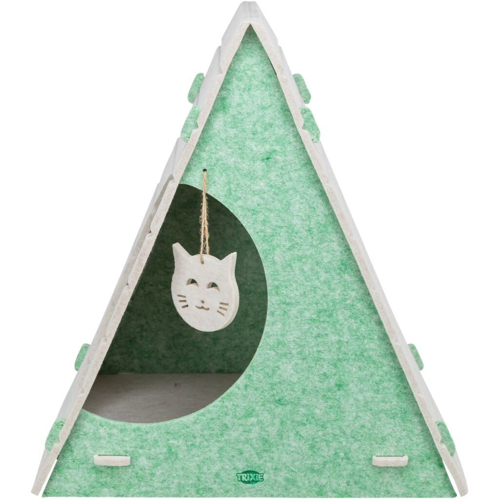 TRIXIE Schlafhöhle Katzenhöhle Lucy aus Filz - sand/grün - 46 × 50 × 38 cm