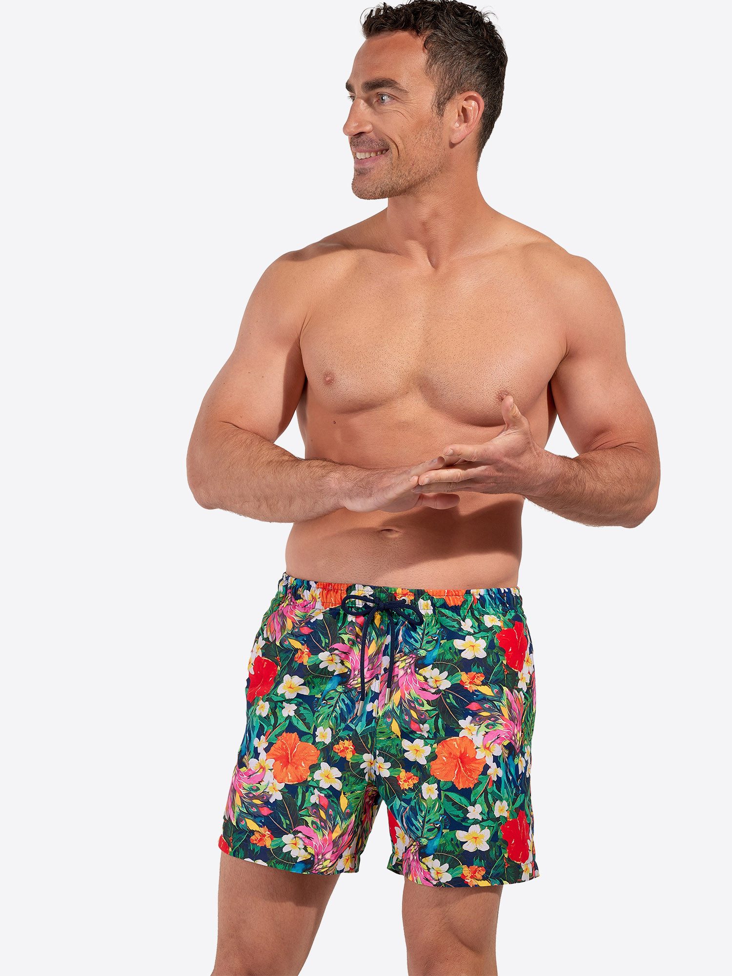 Hom Boxer-Badehose Beach Boxer Peacock Badeboxer, Schwimmshorts Boxer, Badeshorts